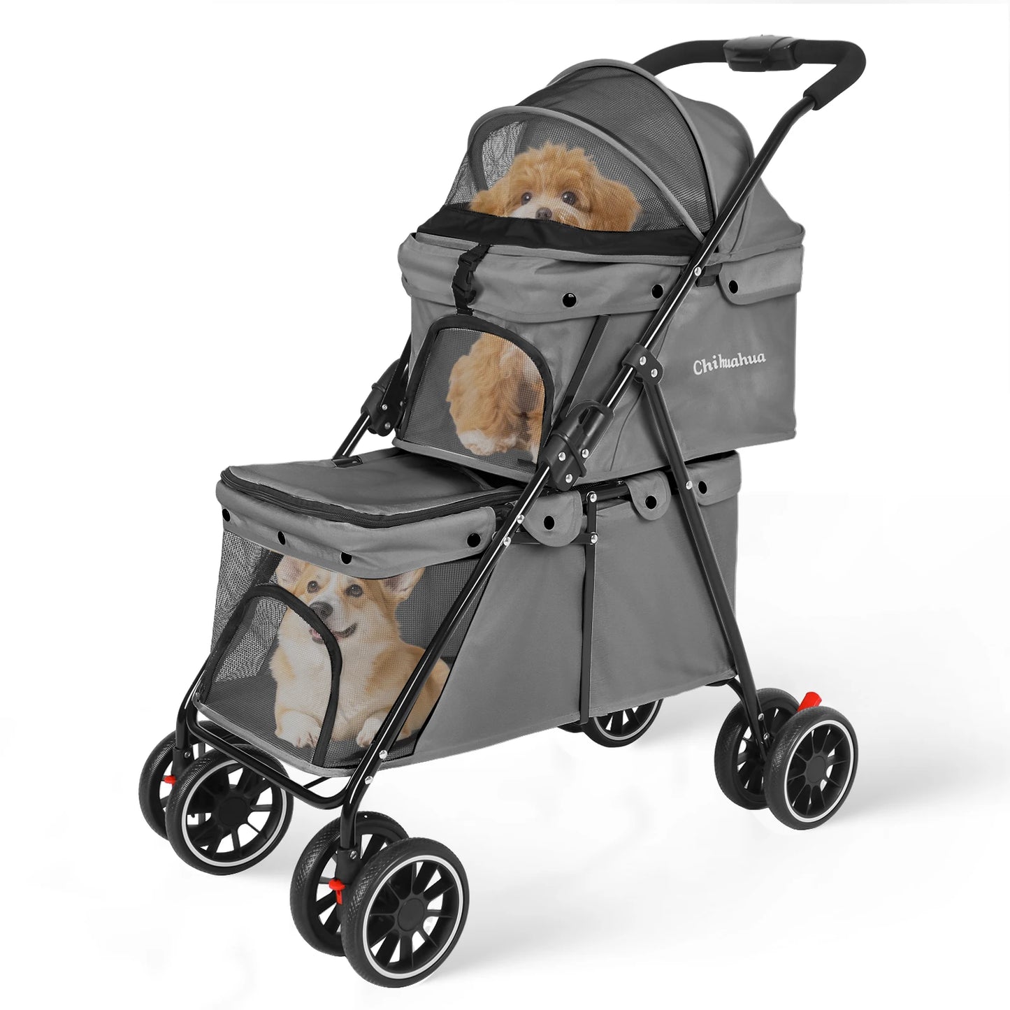Chihuahua Double Pet Stroller for Dogs and Cats Dual Carrier