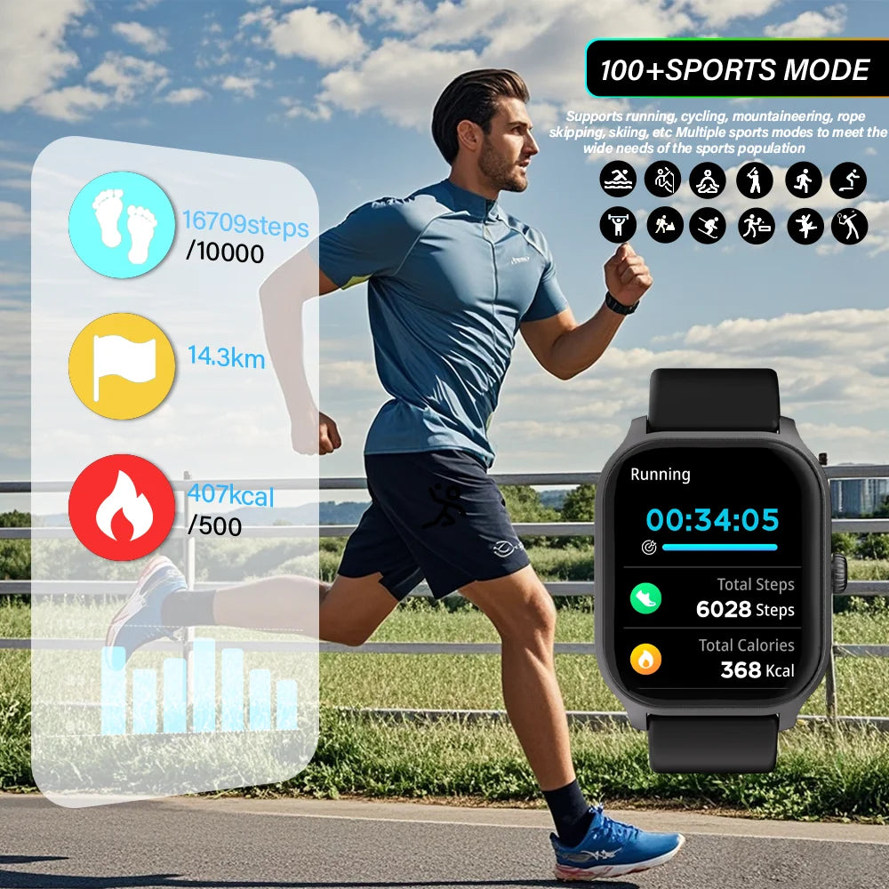 LAXASFIT Smart Watch Bluetooth Call Voice Assistant 100 Sports Android IOS
