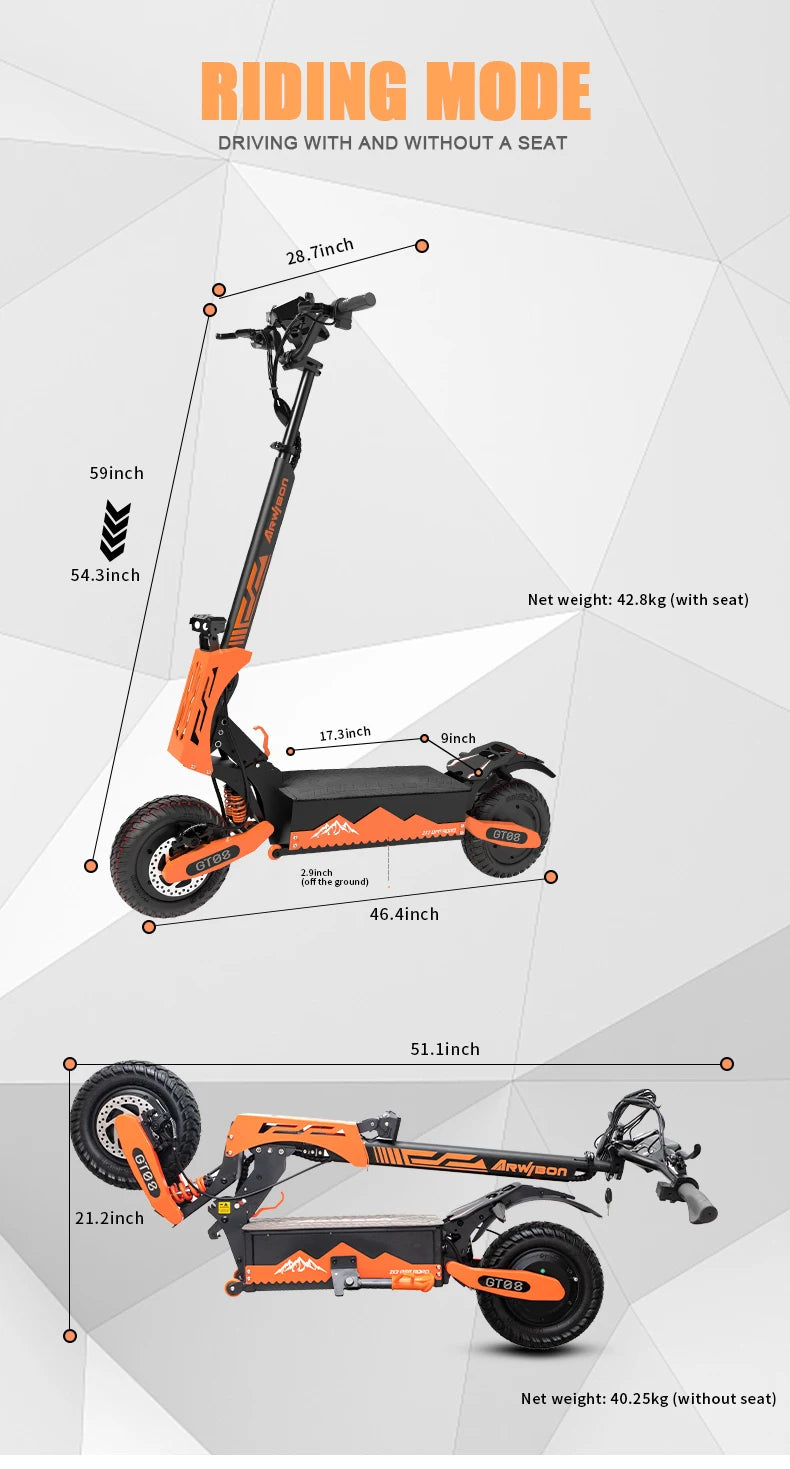 Arwibon 5600W Dual Motor Electric Scooter For Off Road