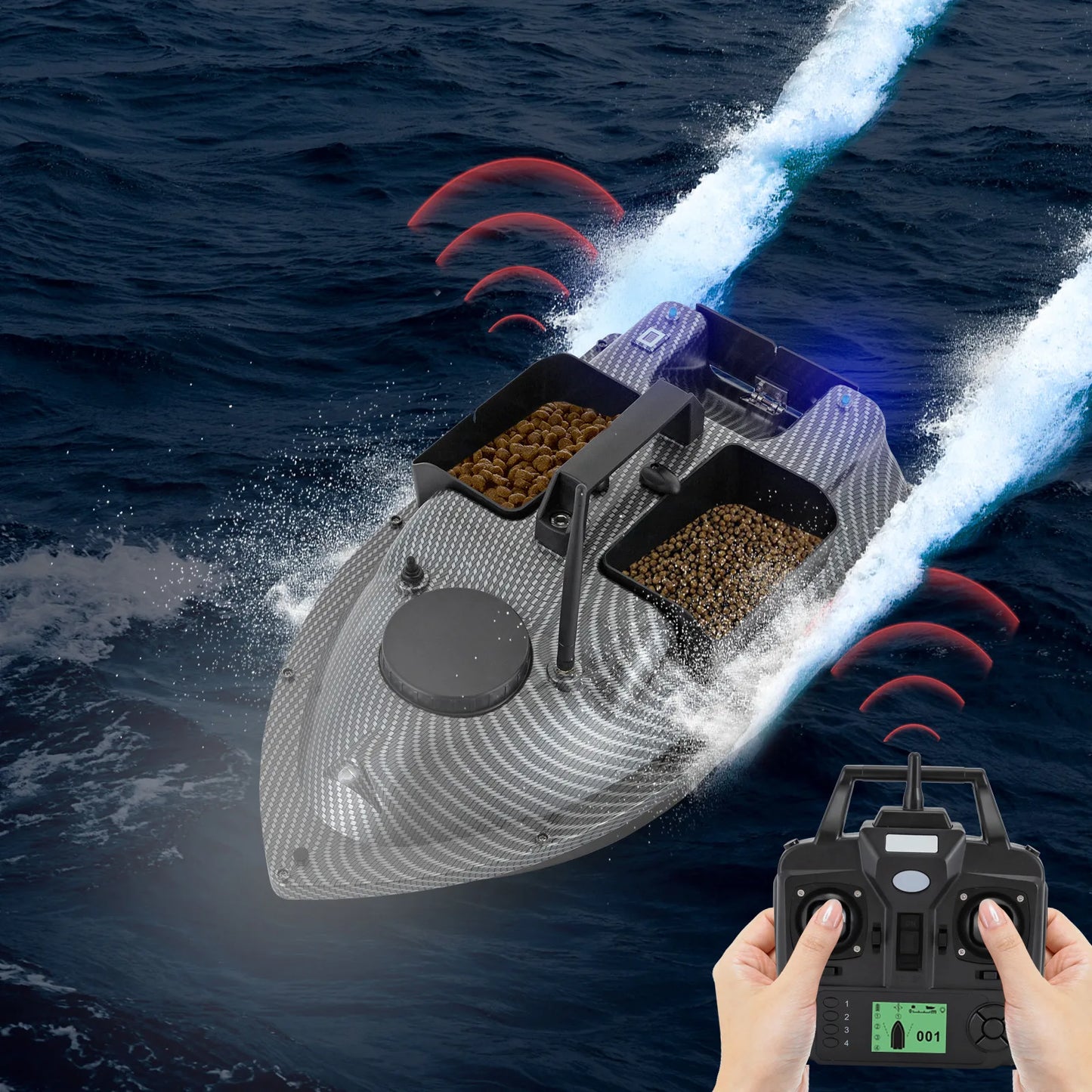 Rechargeable GPS Fishing Bait Boat With 2 Batteries 16 Positioning