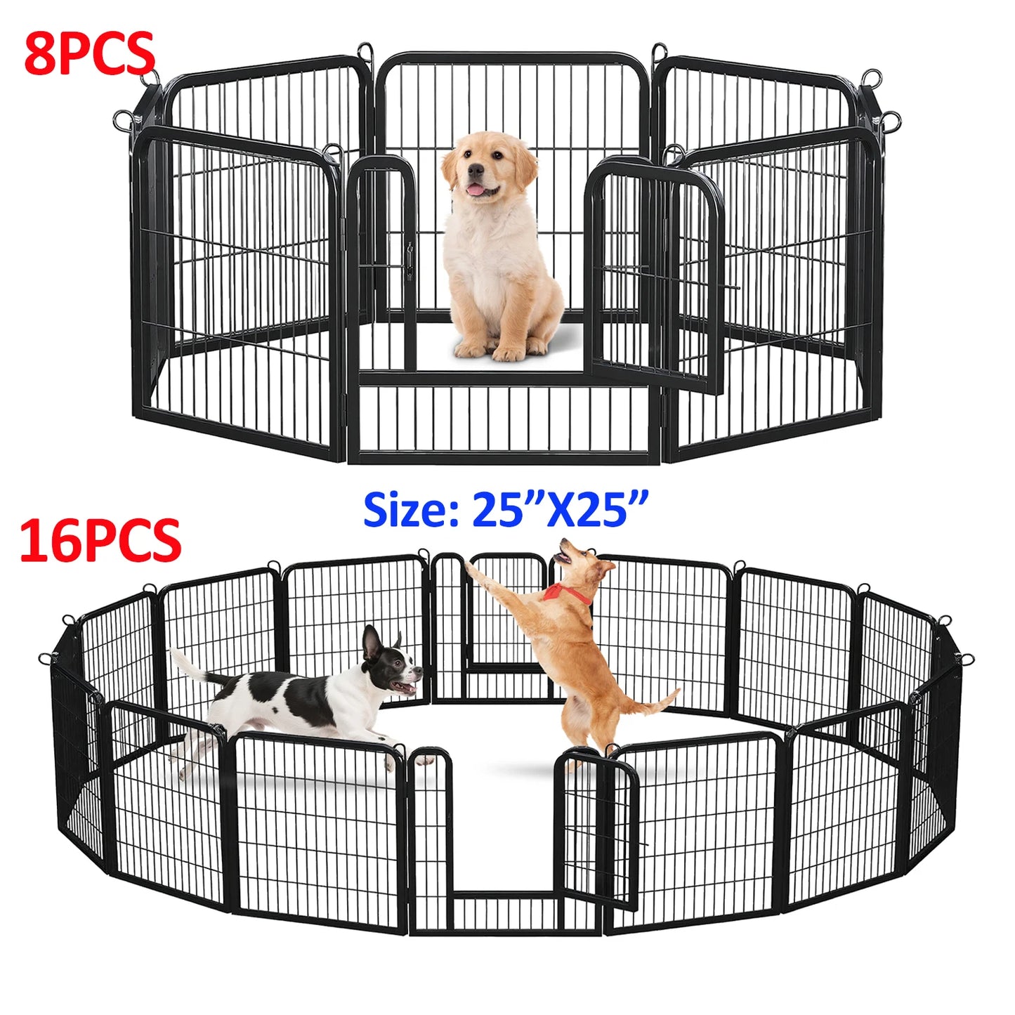 Dog Playpen With Door Foldable Metal Fence For Indoor Outdoor
