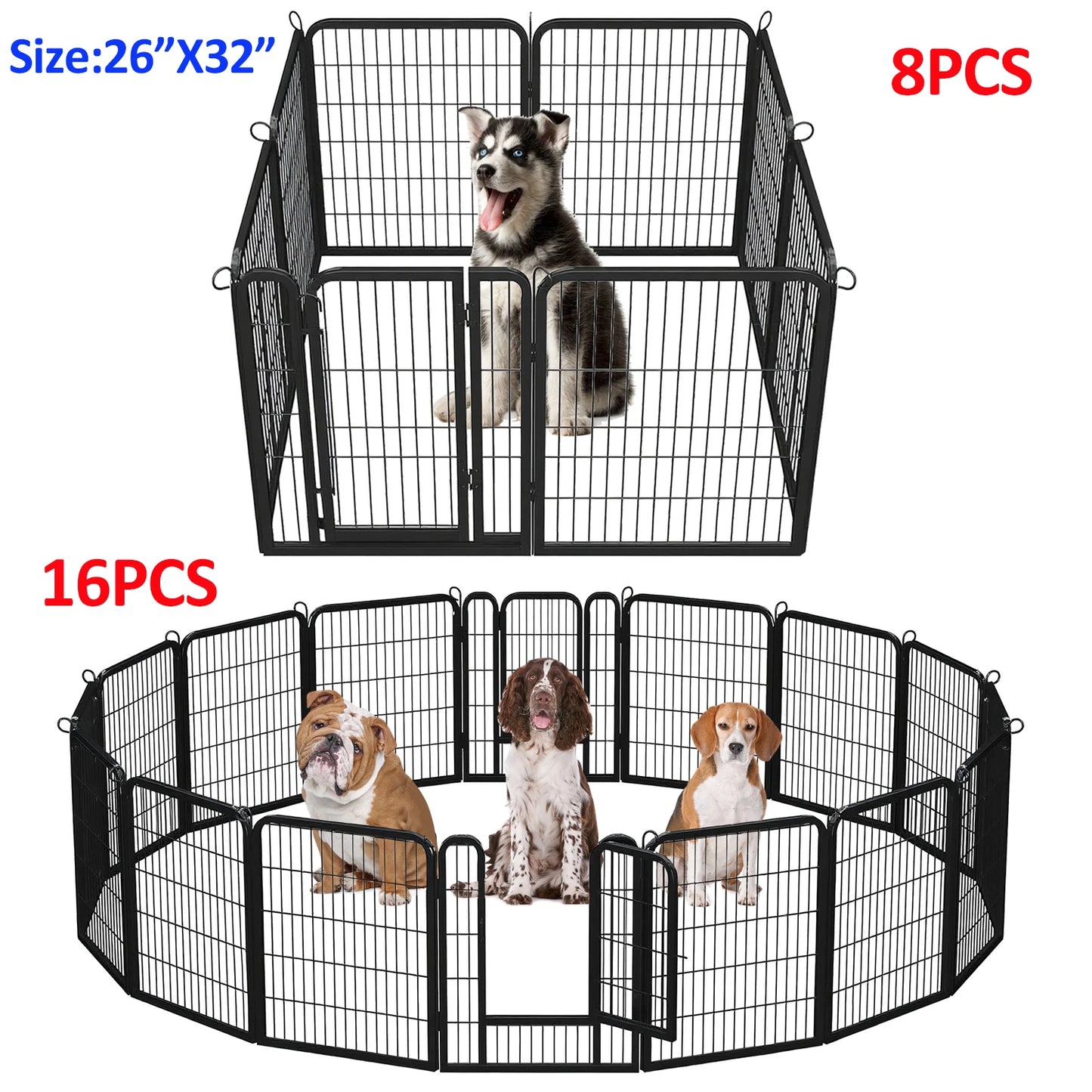 Dog Playpen With Door Foldable Metal Fence For Indoor Outdoor