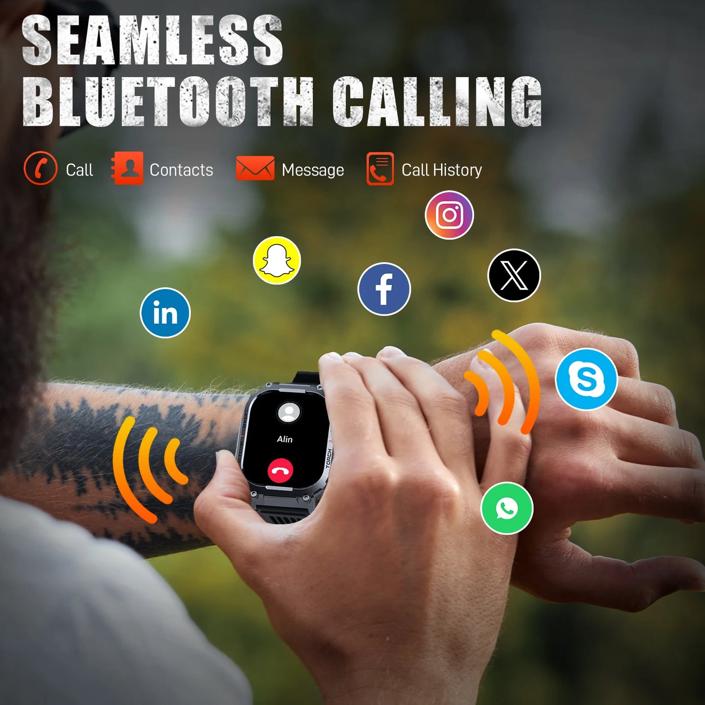 LaNikar Smart Watch Men 3ATM Waterproof Compass LED