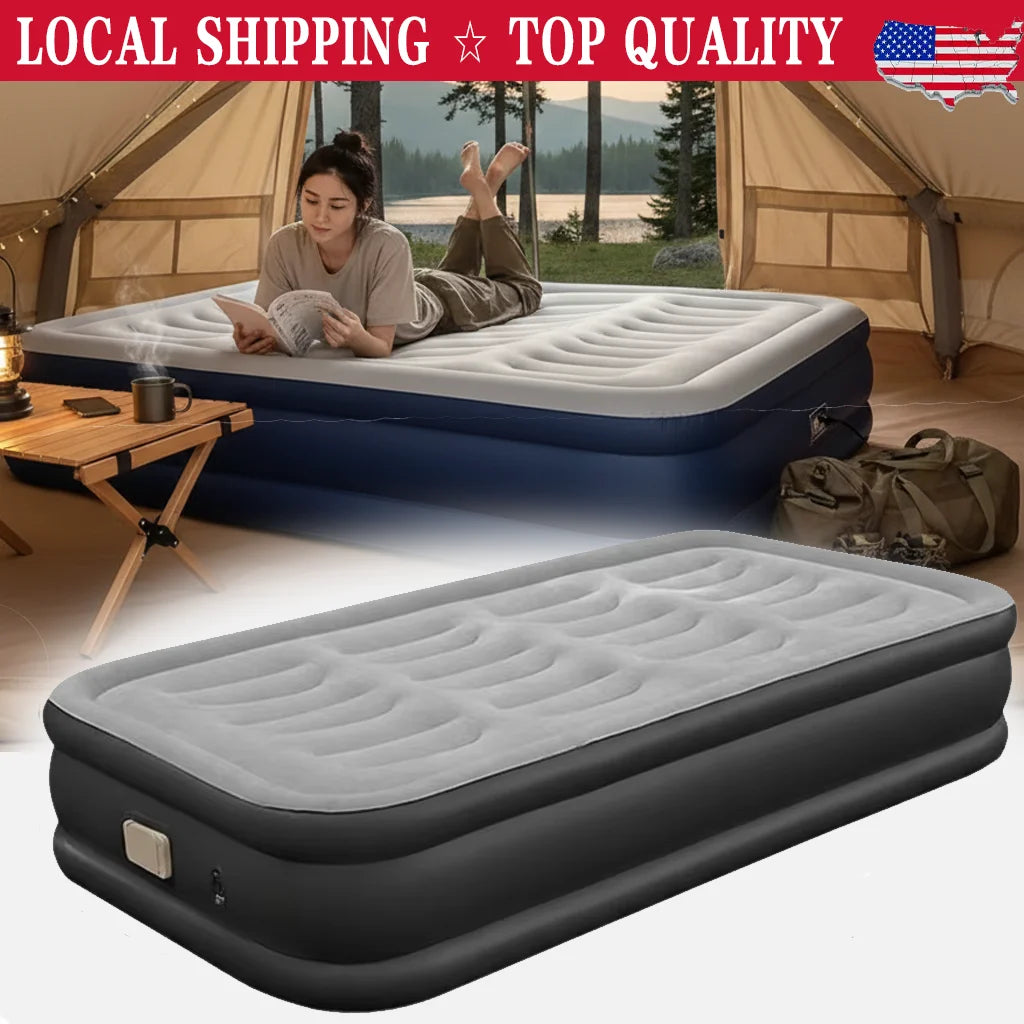 Inflatable PVC Outdoor Bed With Built-In Pump Portable Camping