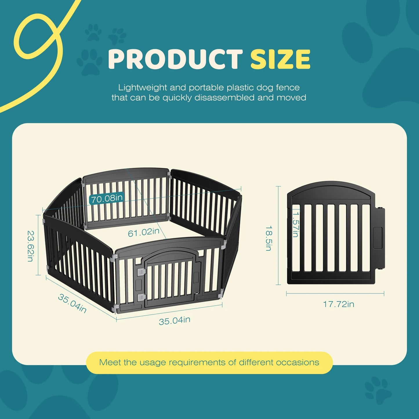 JHK Plastic Dog Playpen Six Panel Expandable Pet Fence