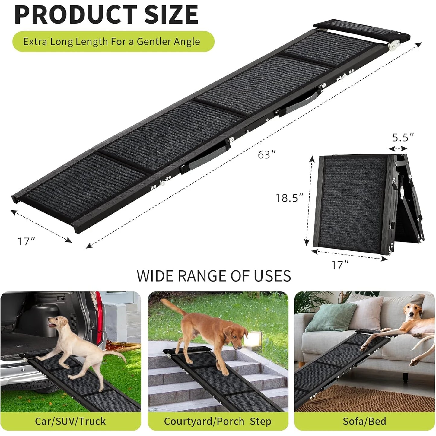 HiMISSDog Upgraded Folding Dog Car Ramp With Non Slip Surface