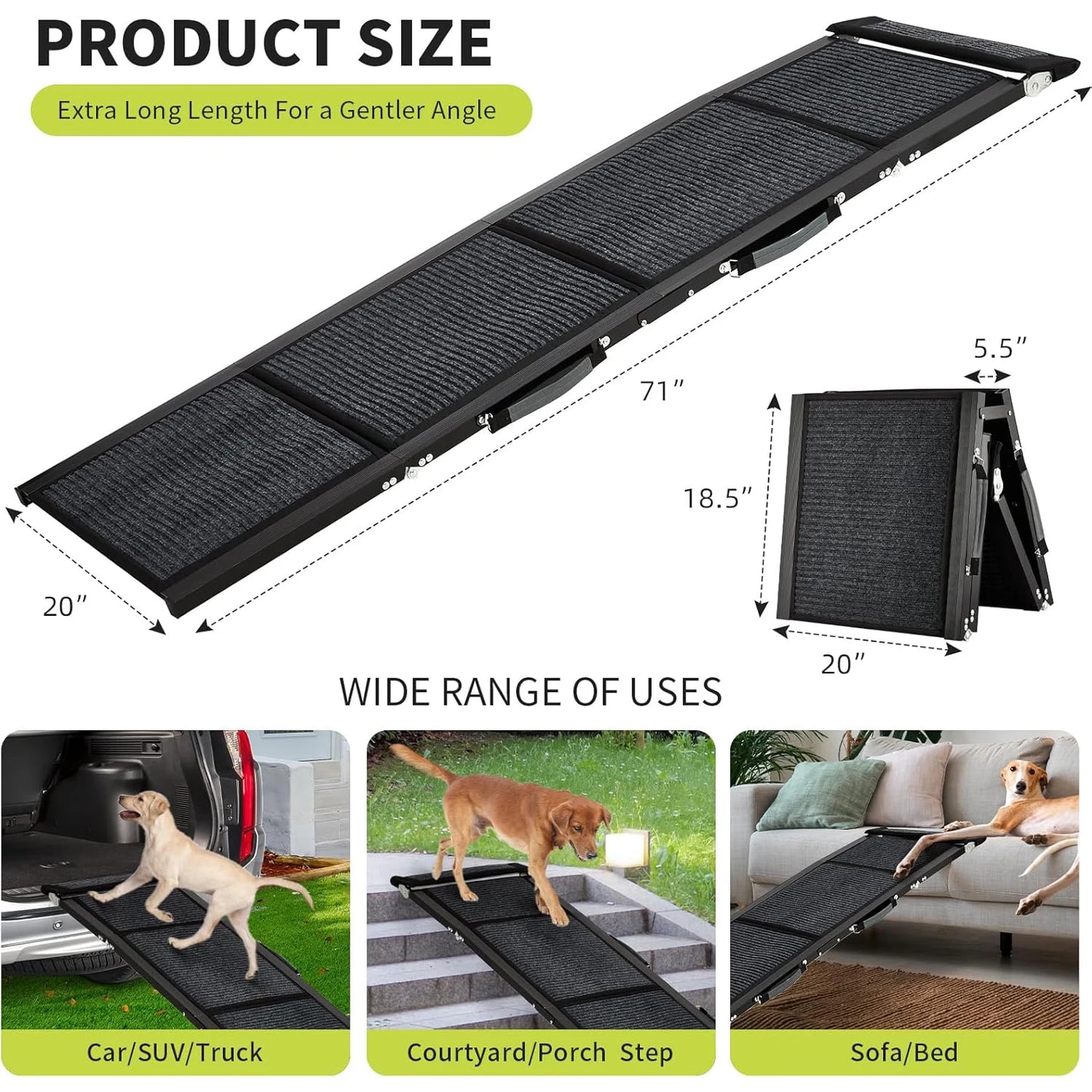 HiMISSDog Upgraded Folding Dog Car Ramp With Non Slip Surface