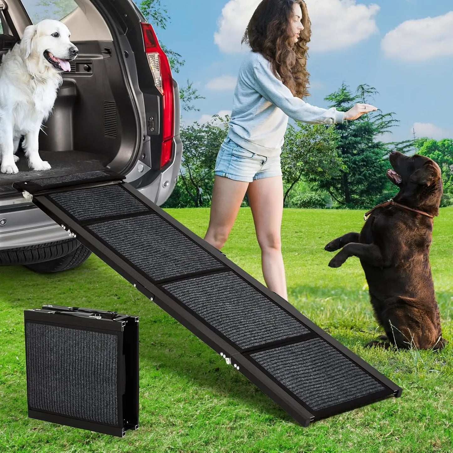 HiMISSDog Upgraded Folding Dog Car Ramp With Non Slip Surface