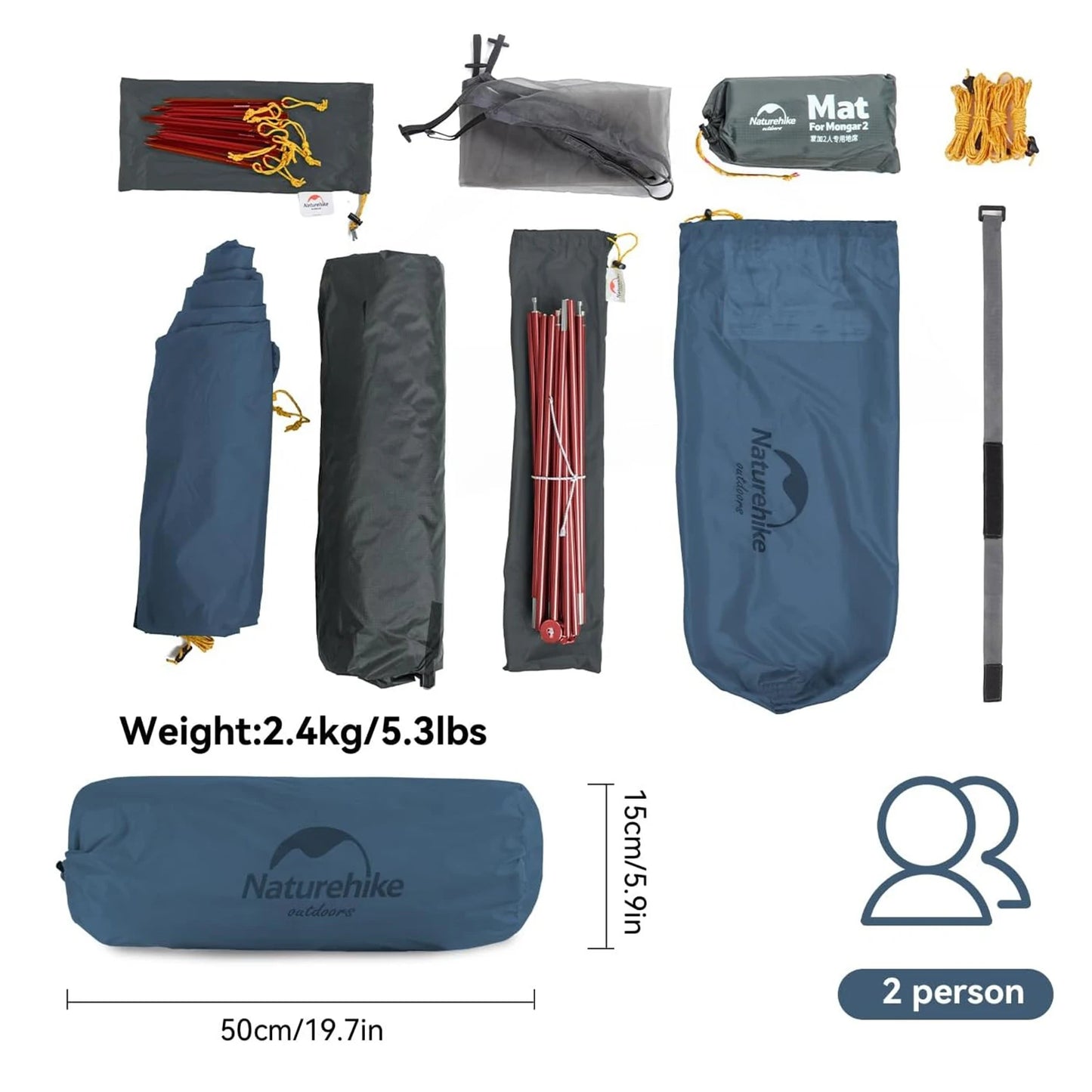 Naturehike Mongar Ultralight 2 Person Tent Waterproof PU3000mm