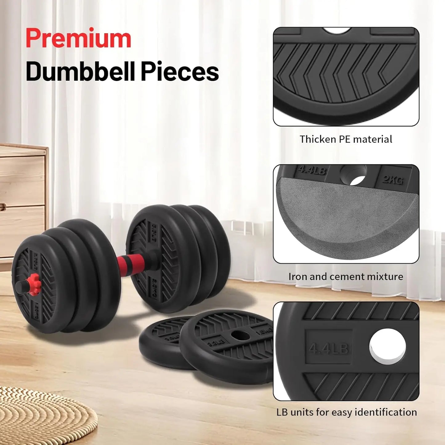 Adjustable Dumbbell Set 20-80lbs For Home Gym