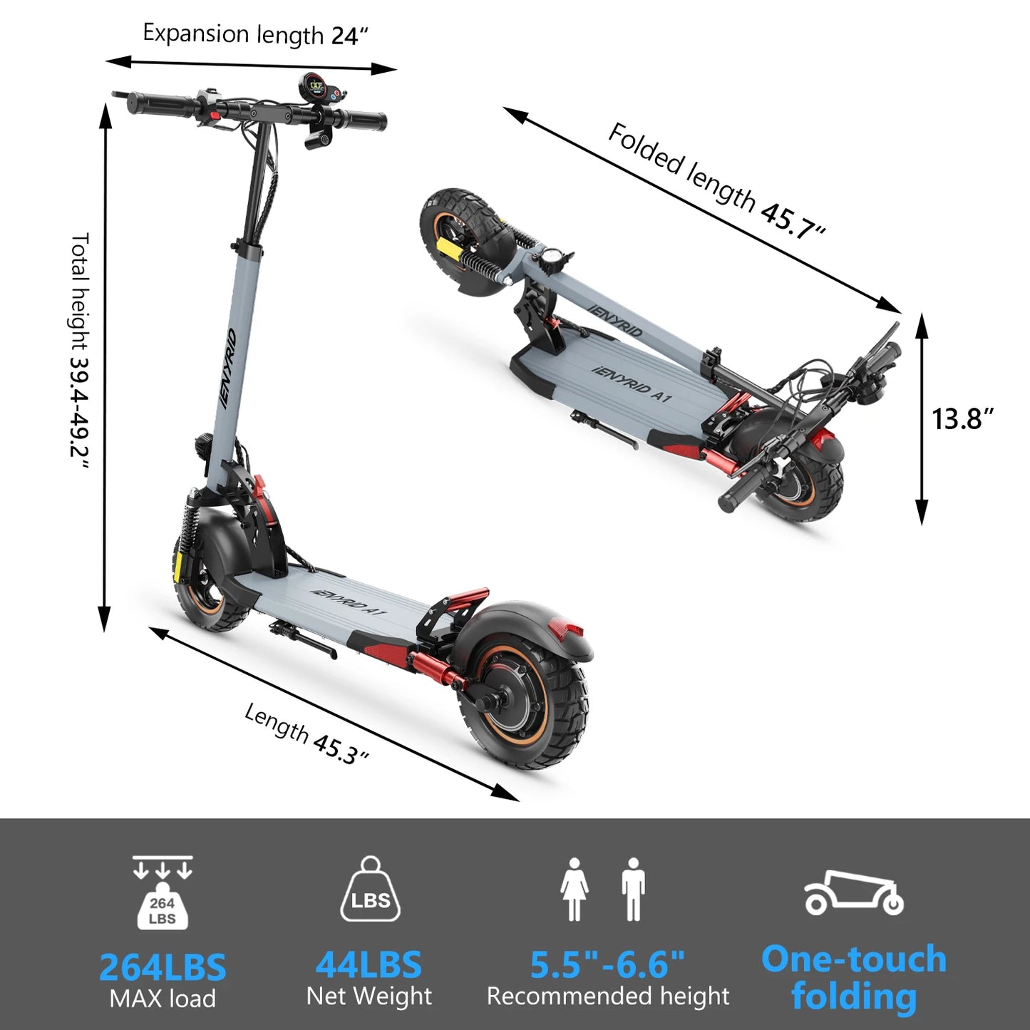 iEN Foldable Electric Scooter 800W 48V Max Speed 45km