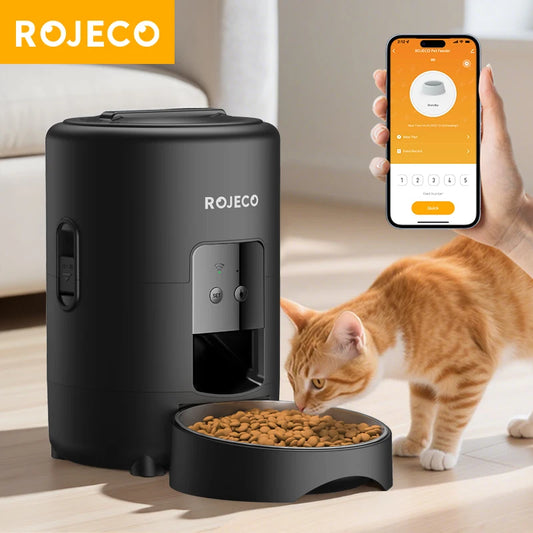 ROJECO Automatic Cat Feeder With WiFi App Remote Control