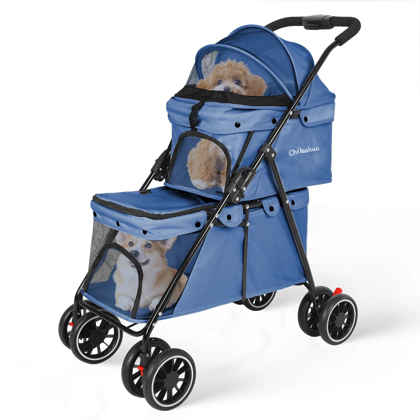 Chihuahua Double Pet Stroller for Dogs and Cats Dual Carrier