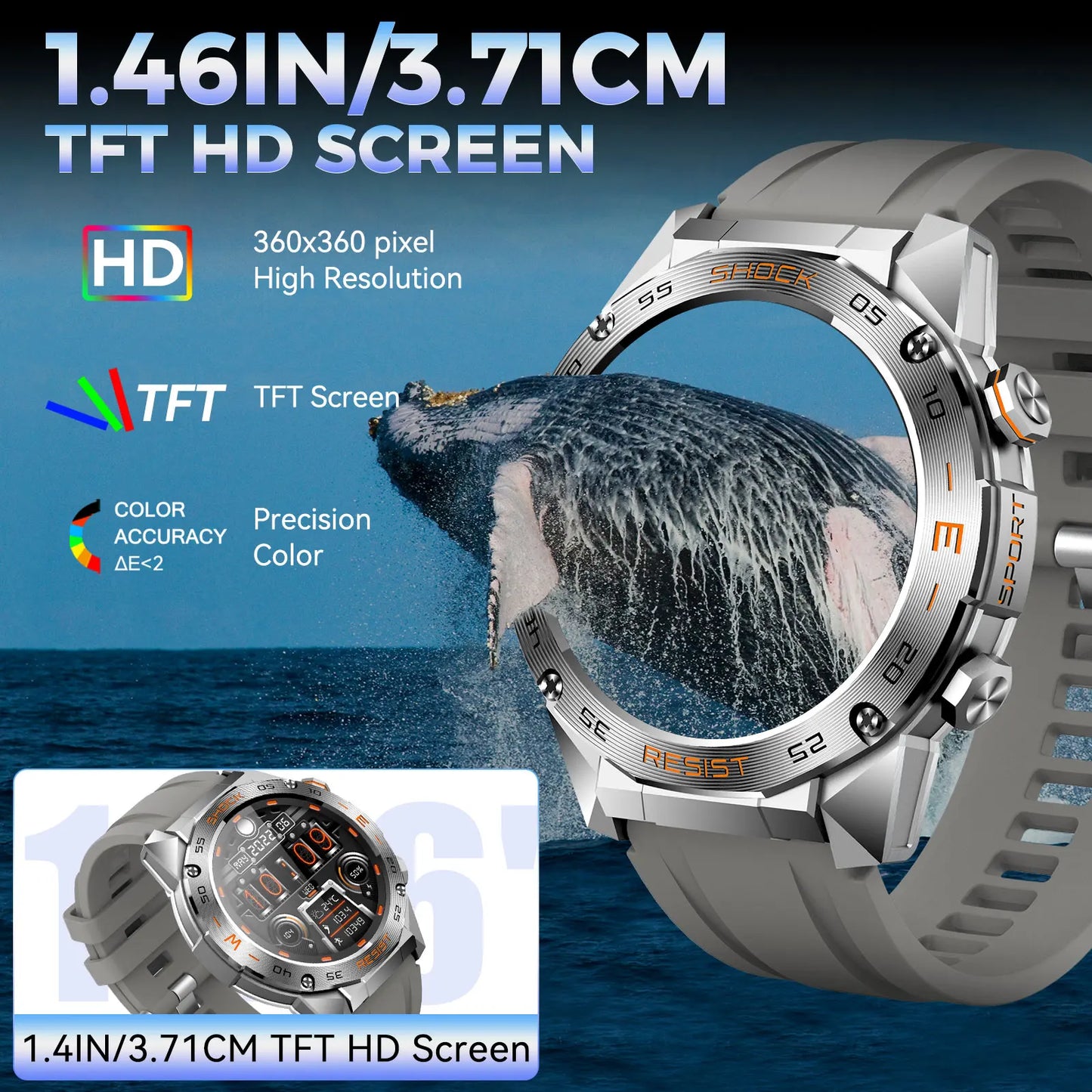 LaNikar Military Smart Watch For Men Fitness Tactical SpO2