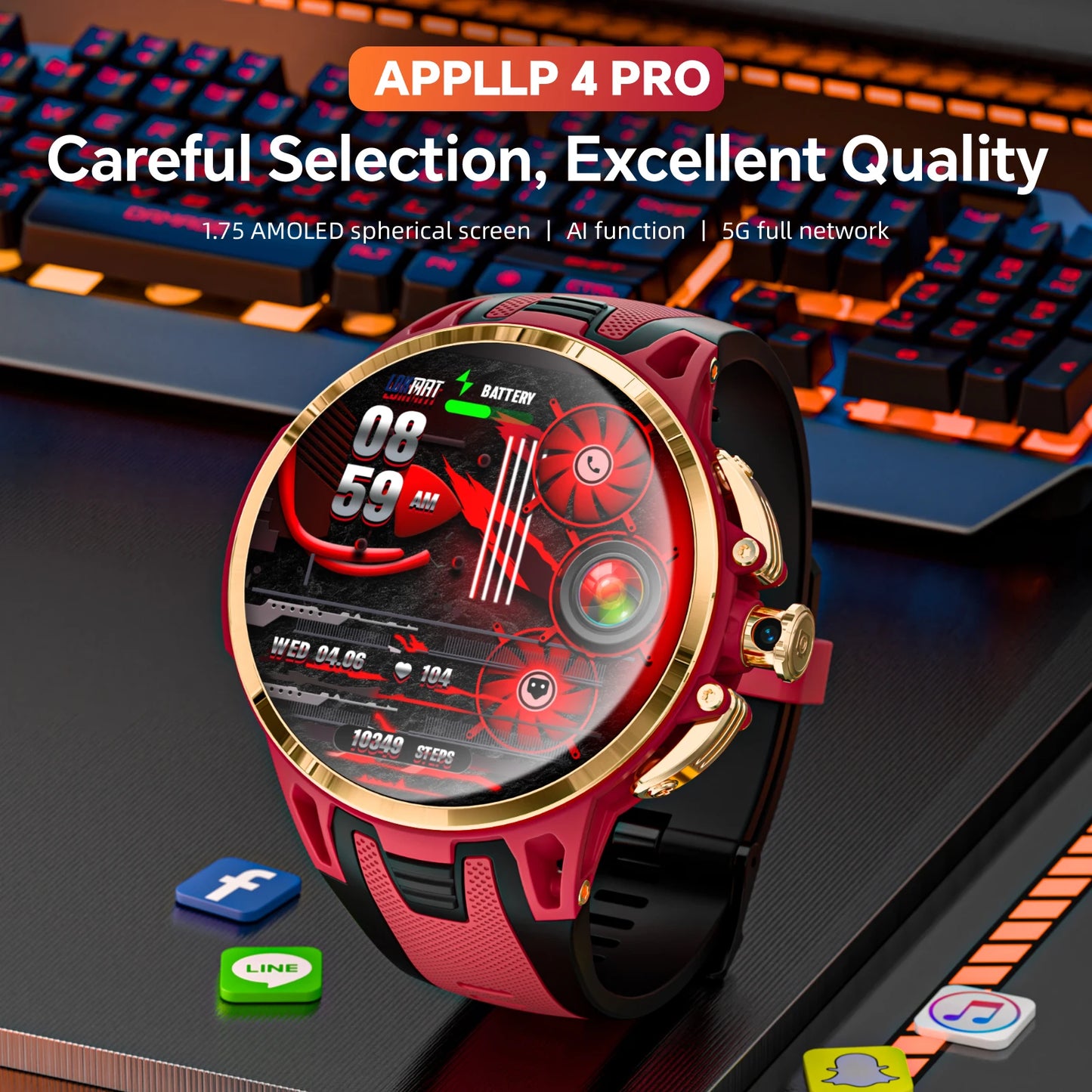 LOKMAT APPLLP 4 Pro Android Watch Phone 4G Smartwatch