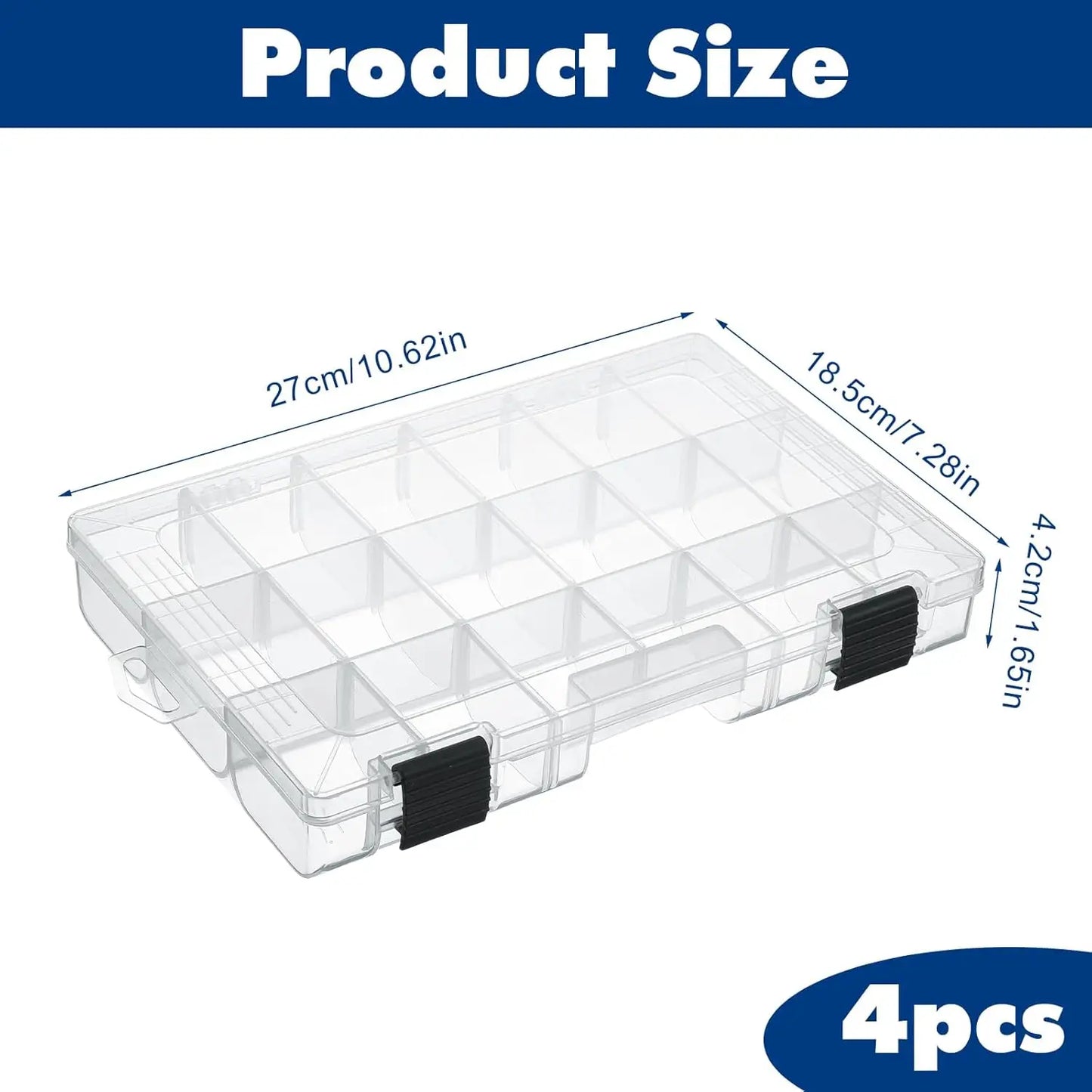 4-Piece 3600 Tackle Trays With Removable Dividers Storage Organizer