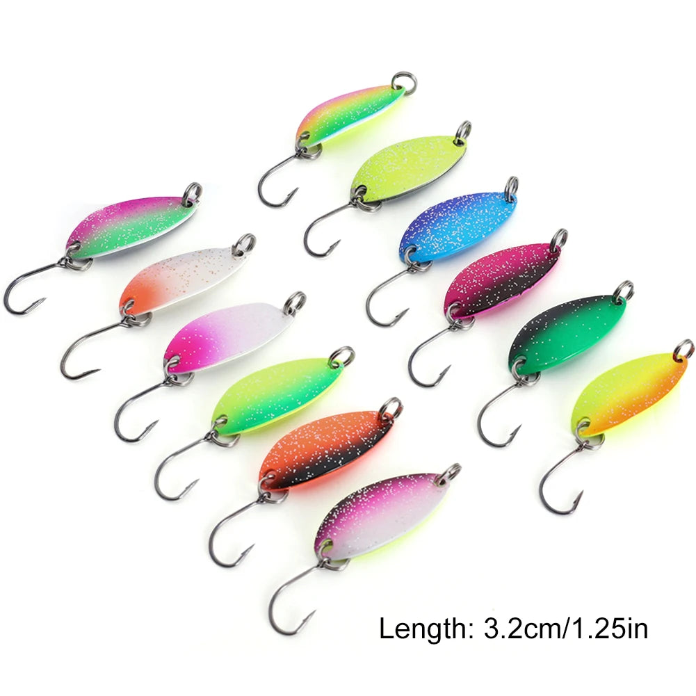 12Pcs Realistic Trout Spinner Lure Set With Single Hook