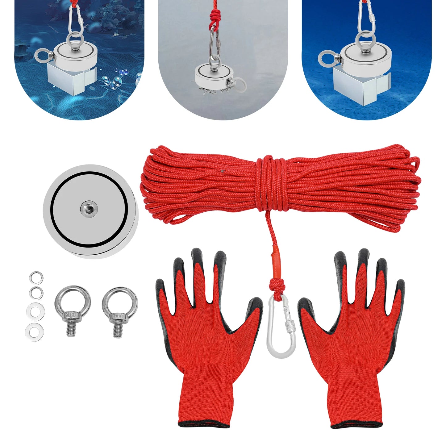 Heavy Duty Fishing Magnet Kit For Salvage With Rope