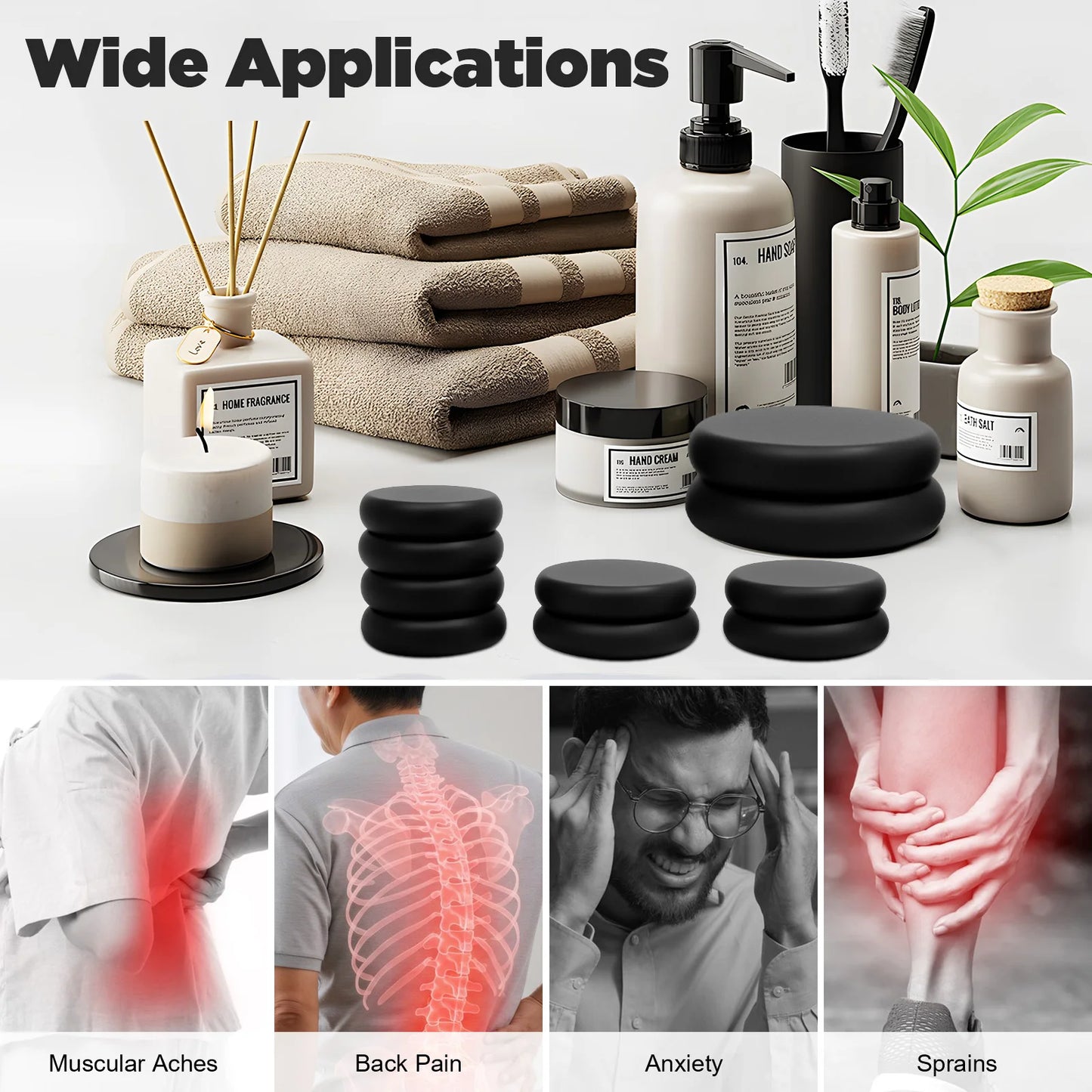 Bymaocar Professional Hot Stone Massage Kit With Heater 20 Basalt Stones