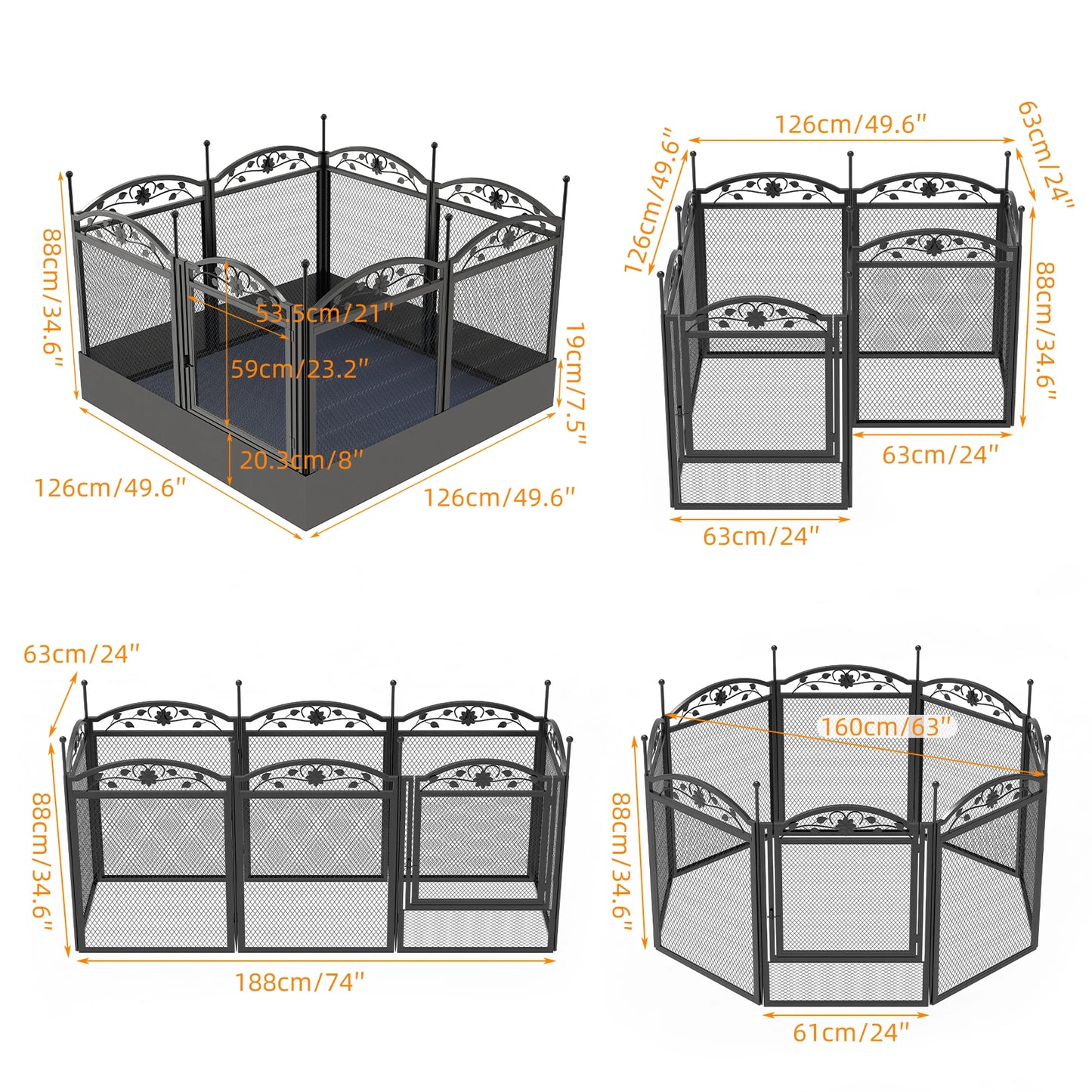 BINGOPA 8 Panel Heavy Duty Dog Playpen For Indoor Outdoor Use