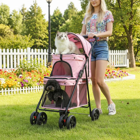 Chihuahua Double Pet Stroller for Dogs and Cats Dual Carrier