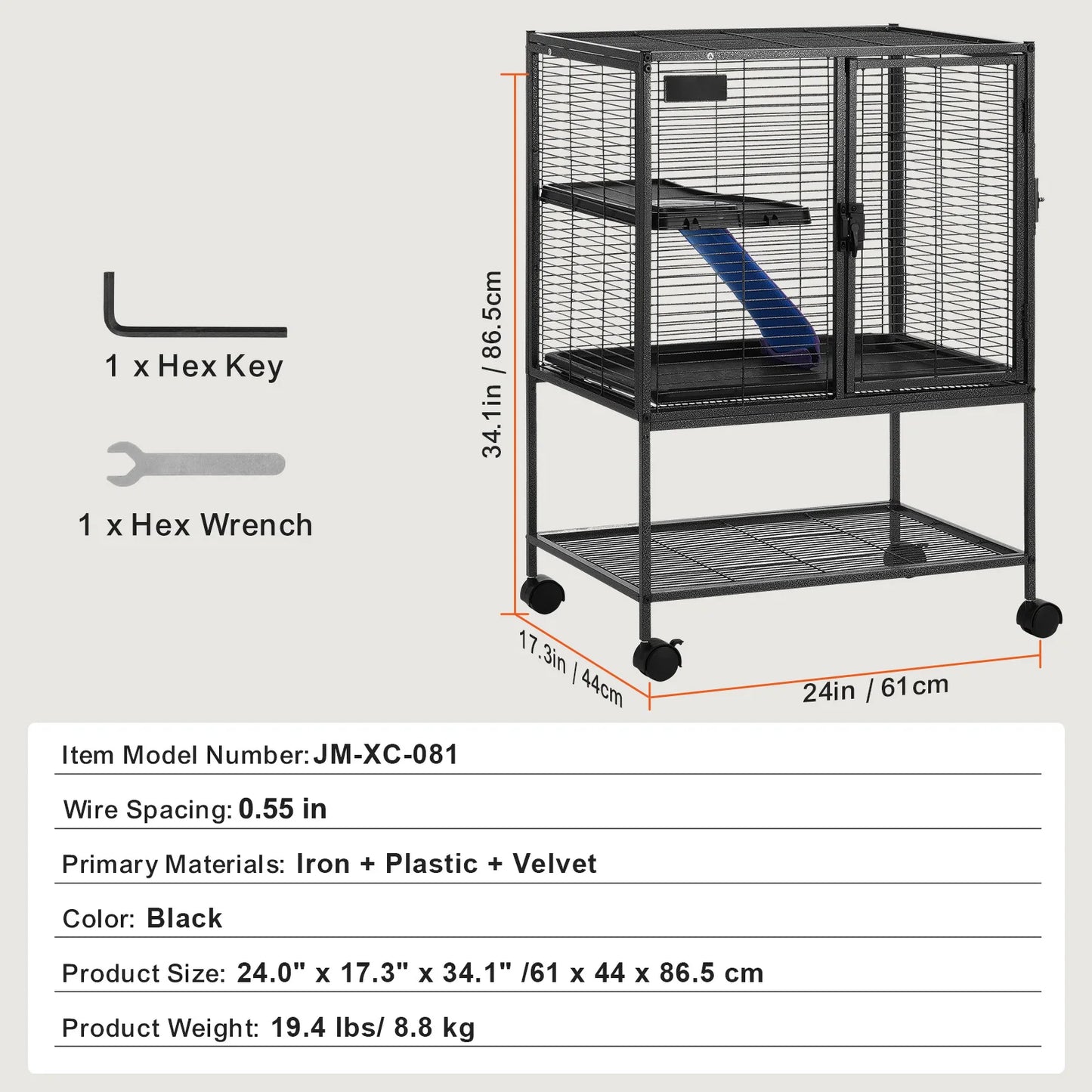 SucceBuy Rolling Metal Ferret Cage Quad Tier Habitat