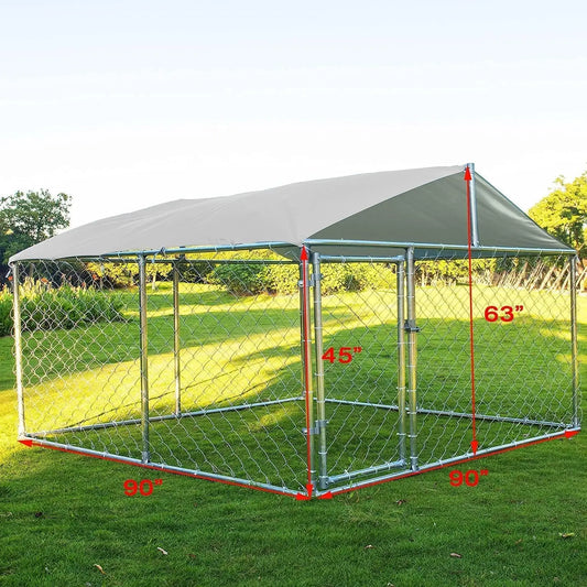 Grepatio Outdoor Dog Kennel With Waterproof Cover Spacious Yard Run