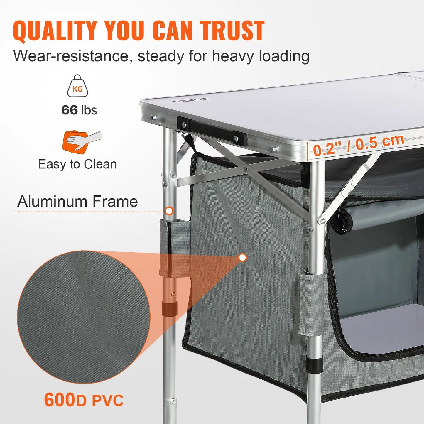 VEVOR Outdoor Camping Kitchen Table Quick Setup Folding Table