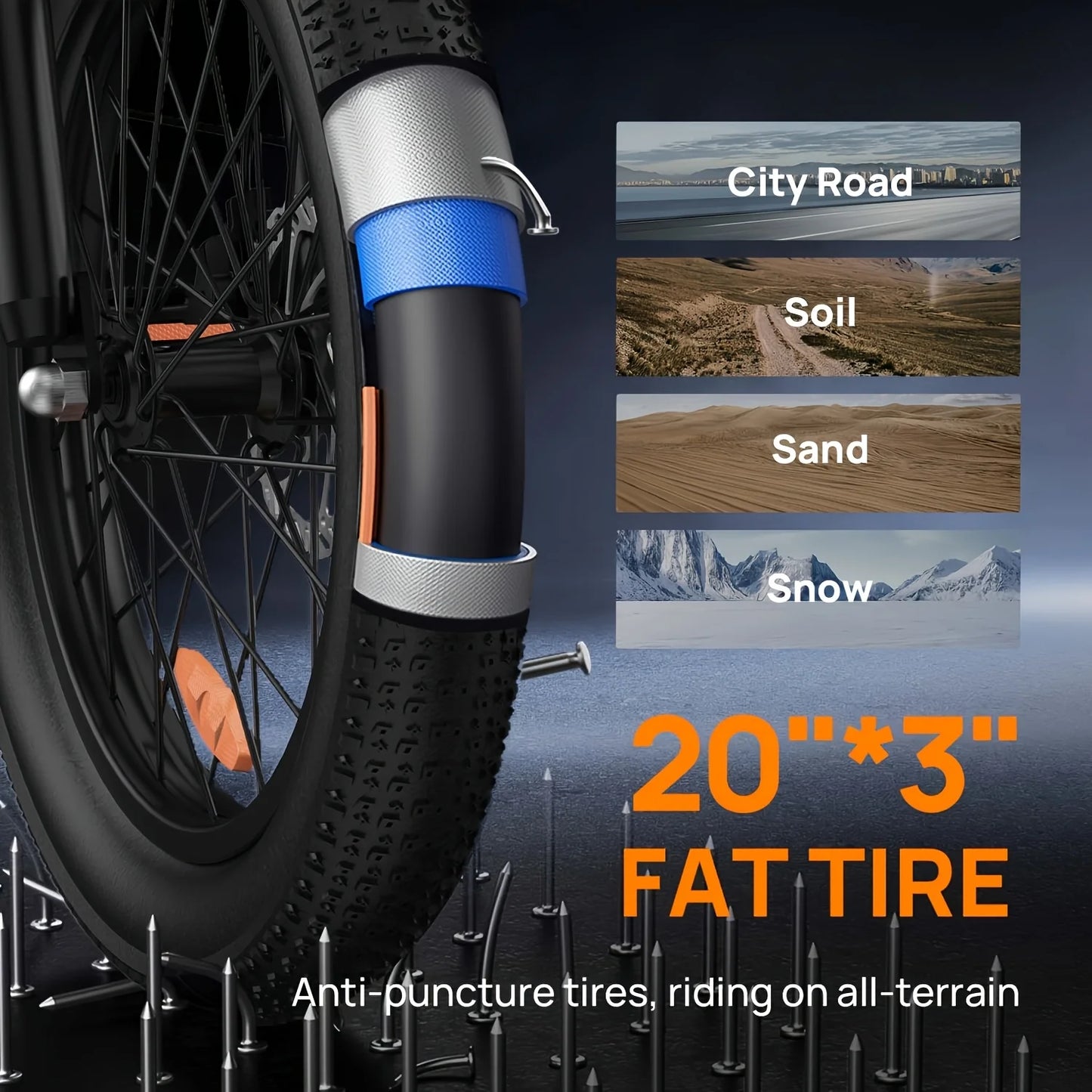 URLIFE Electric Bike E20 1000W Fat Tire 20MPH Removable Battery