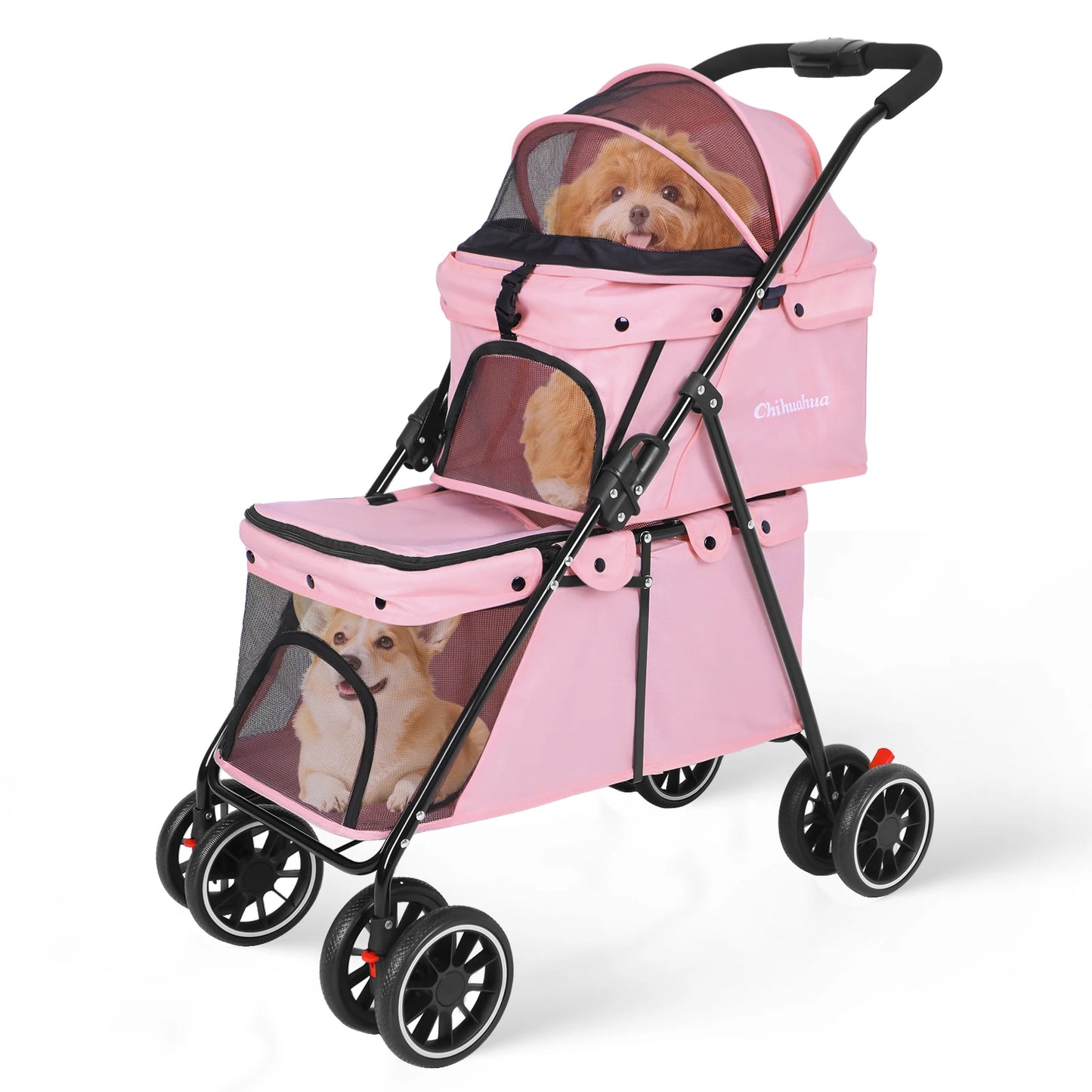 Chihuahua Double Pet Stroller for Dogs and Cats Dual Carrier