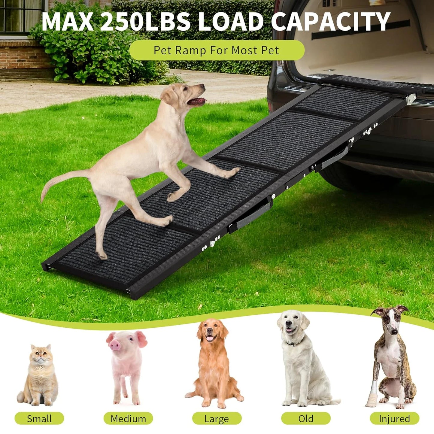 HiMISSDog Upgraded Folding Dog Car Ramp With Non Slip Surface