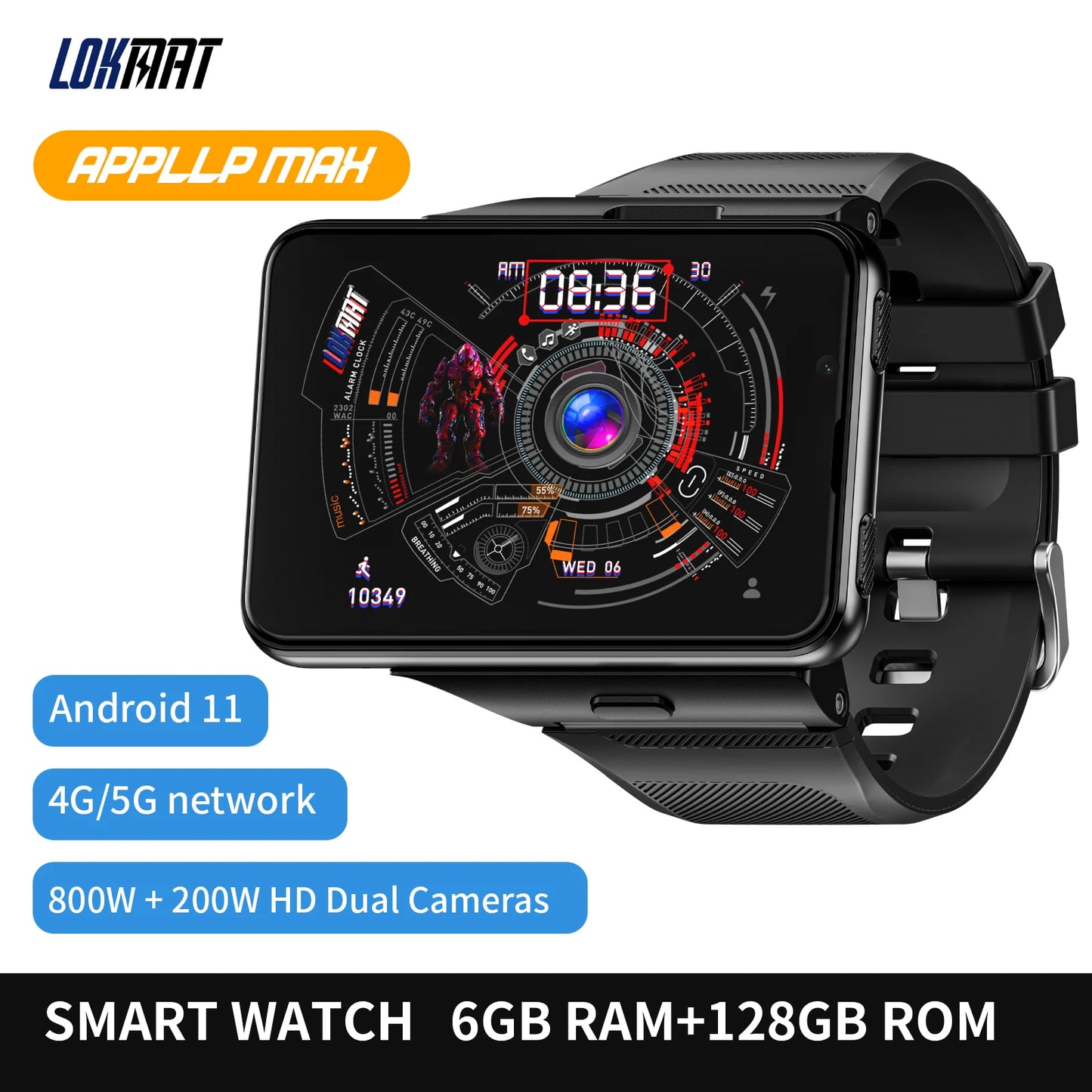LOKMAT Android Smartwatch With 4G Dual Camera For Video Calls