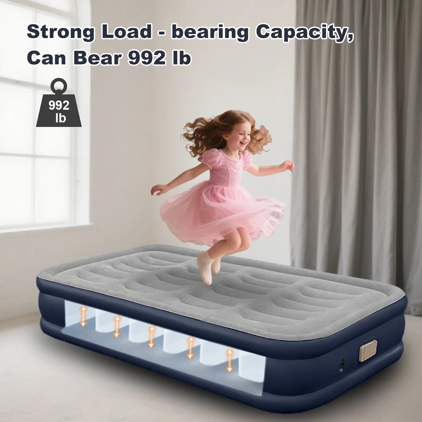 Inflatable PVC Outdoor Bed With Built-In Pump Portable Camping