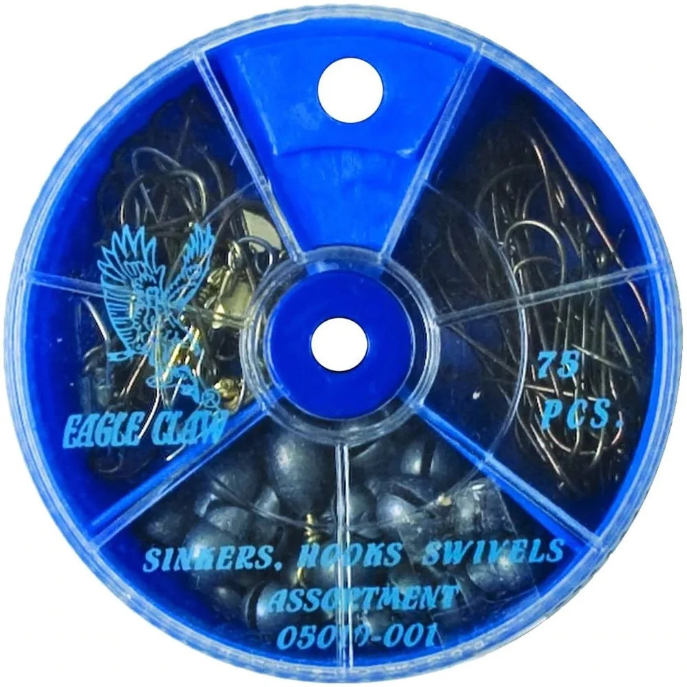 75 Pieces Hook Swivel Sinker Assortment Kit For Bass Fishing