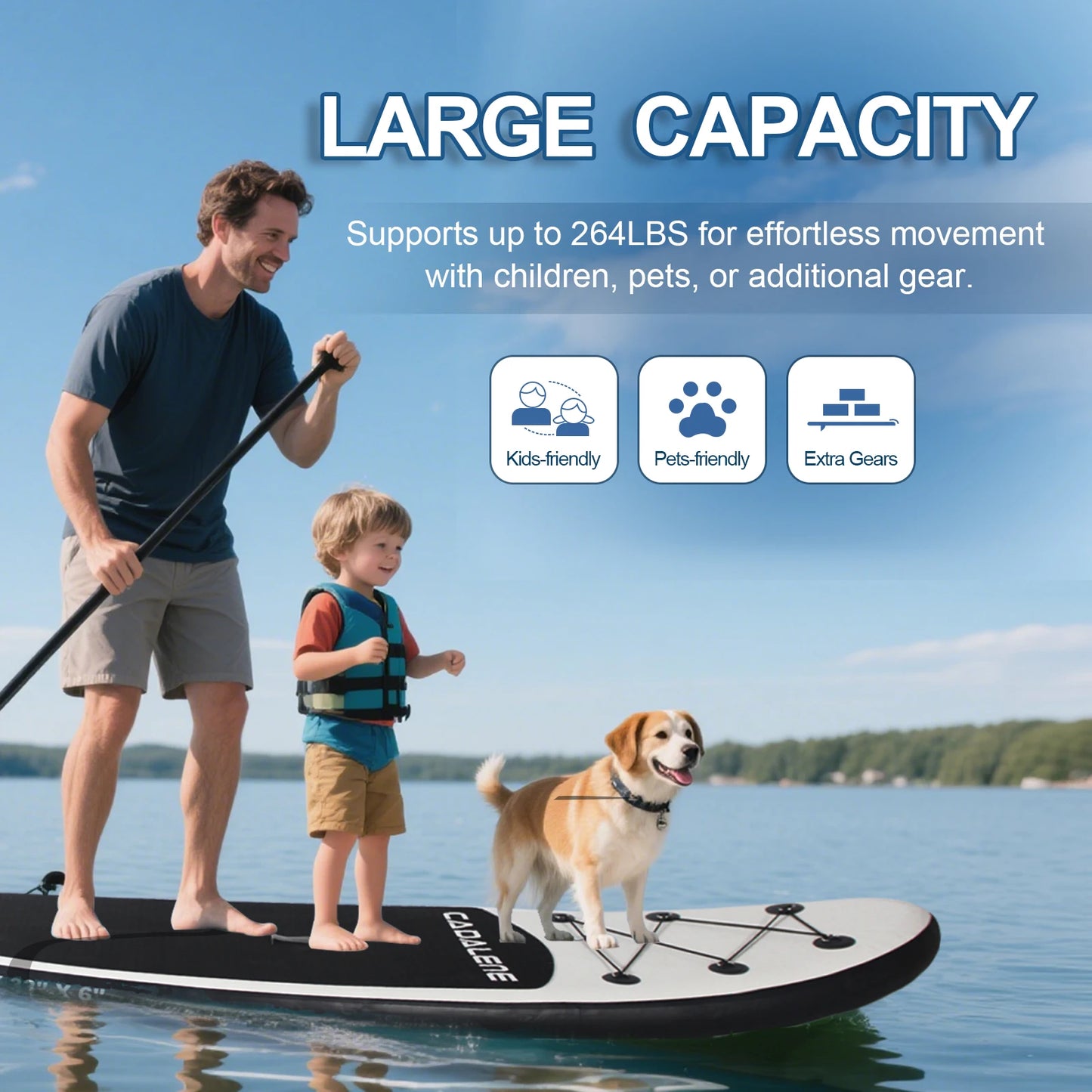 CADALENE Inflatable Stand Up Paddle Board With Anti Slip Deck