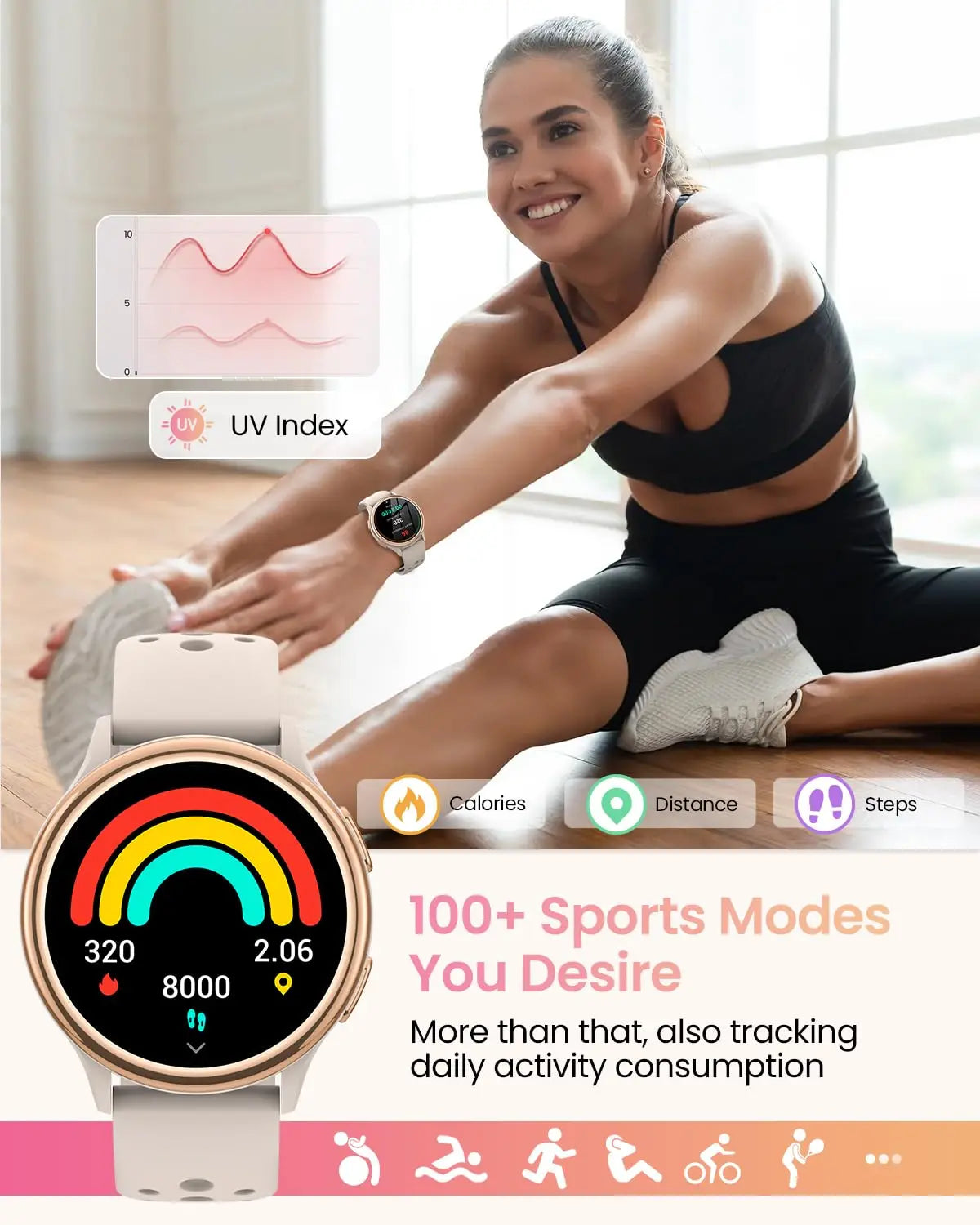 AnyloopCa Women Smartwatch With 400 Plus Watch Faces Fitness Tracker
