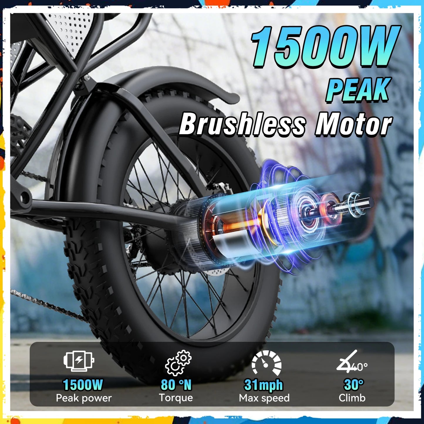 RIDSTAR MINI30 Electric Mountain Bike 1500W 28mph Fat Tire