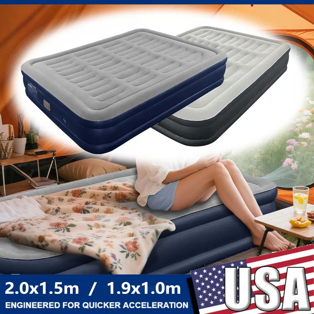 PVC Inflatable Camping Mattress With Built In Pump Outdoor