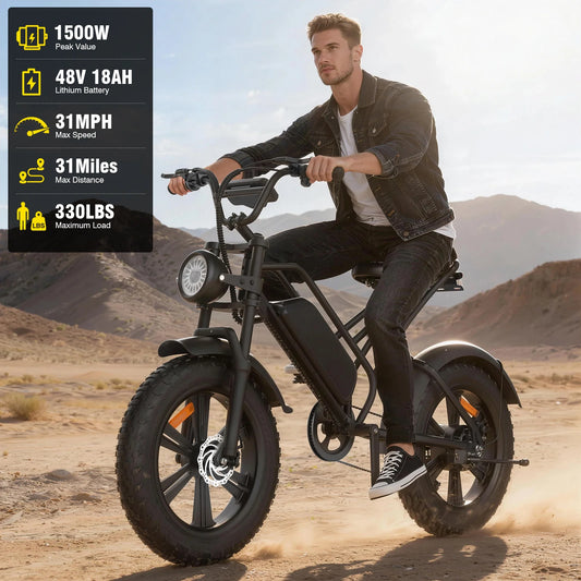 G50 1500W Electric Bike 31 MPH With 48V 18Ah Battery