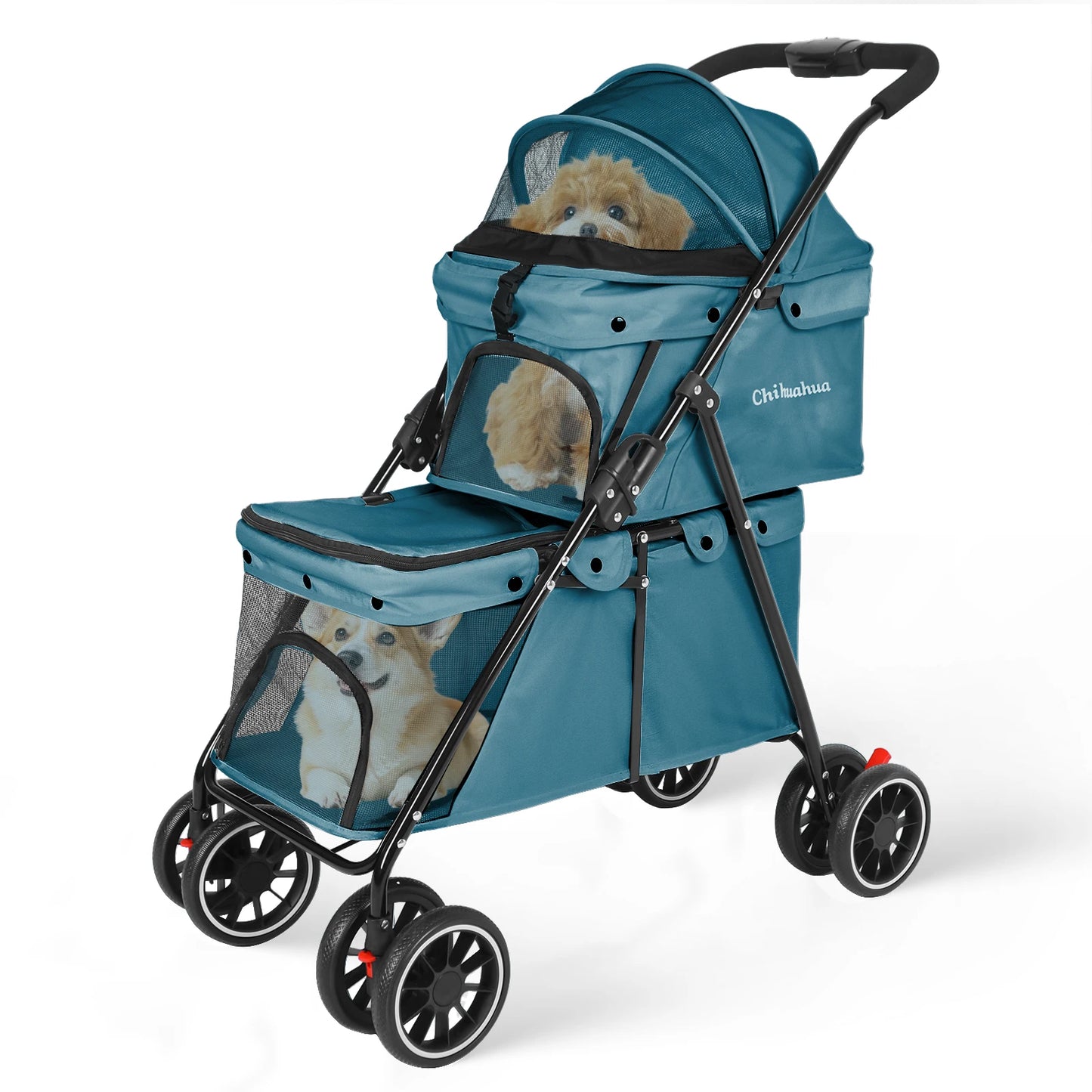 Chihuahua Double Pet Stroller for Dogs and Cats Dual Carrier