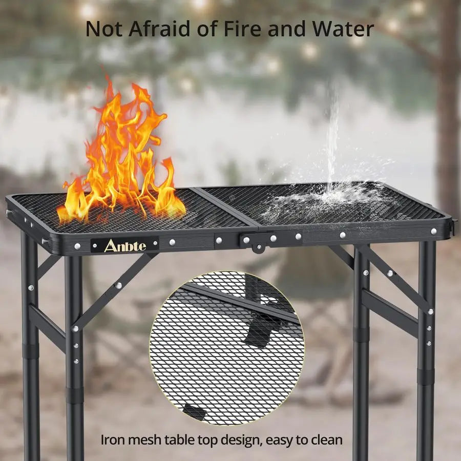 Folding Grill Table Aluminum Camping Table With Adjustable Height