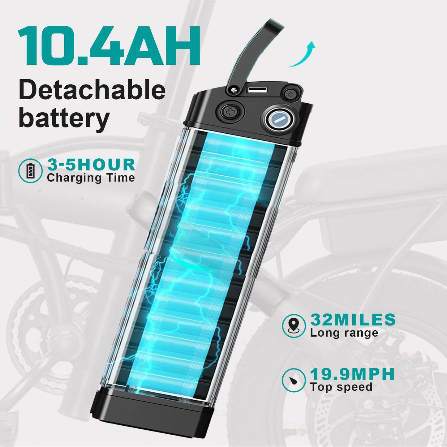 Terrosor Folding Electric Bike 560W 48V 32 Miles Range