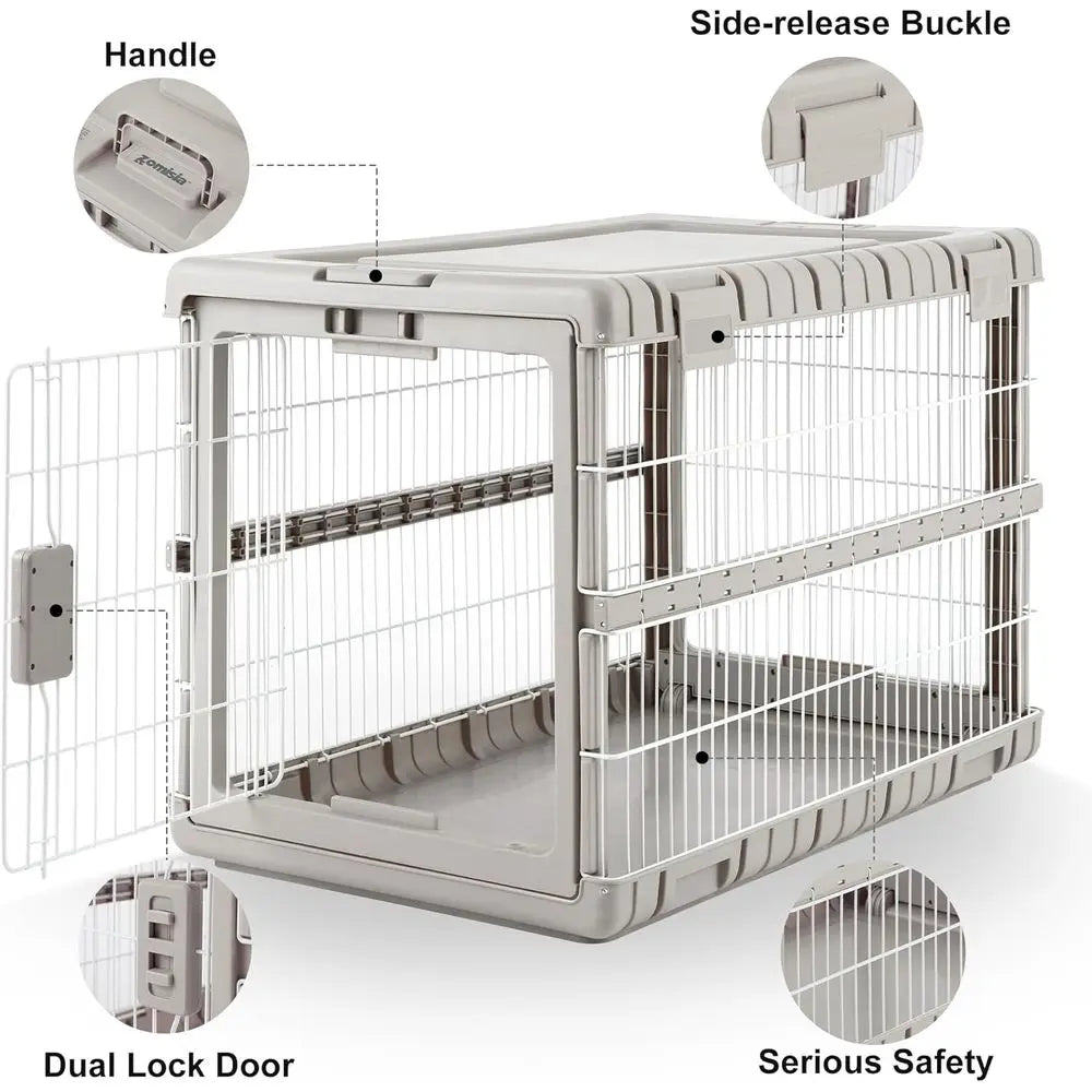 Collapsible Heavy Duty Dog Crate Durable Metal Indoor Outdoor