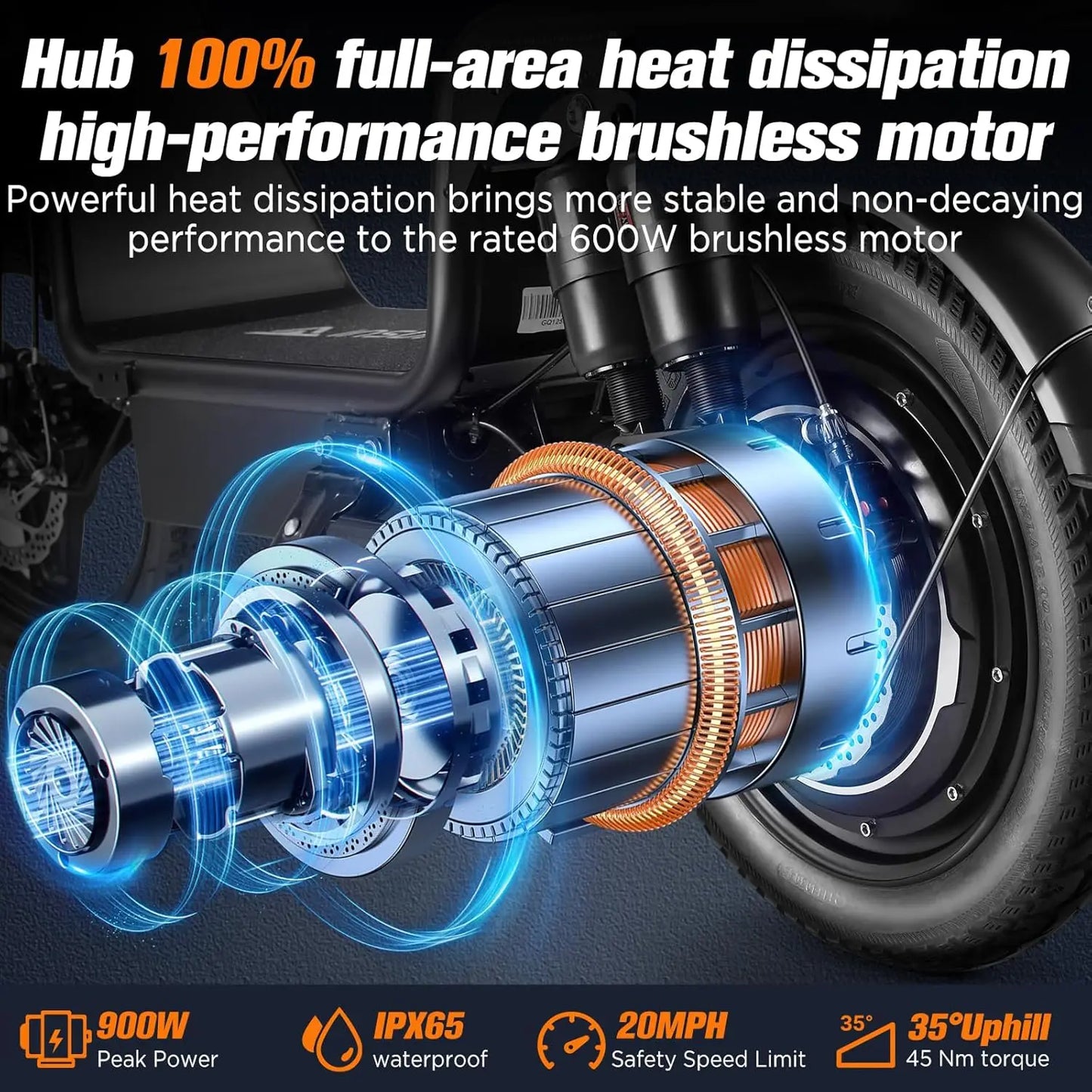 INSDRGNC14 Foldable Electric Bicycle With Seat And 900W Motor