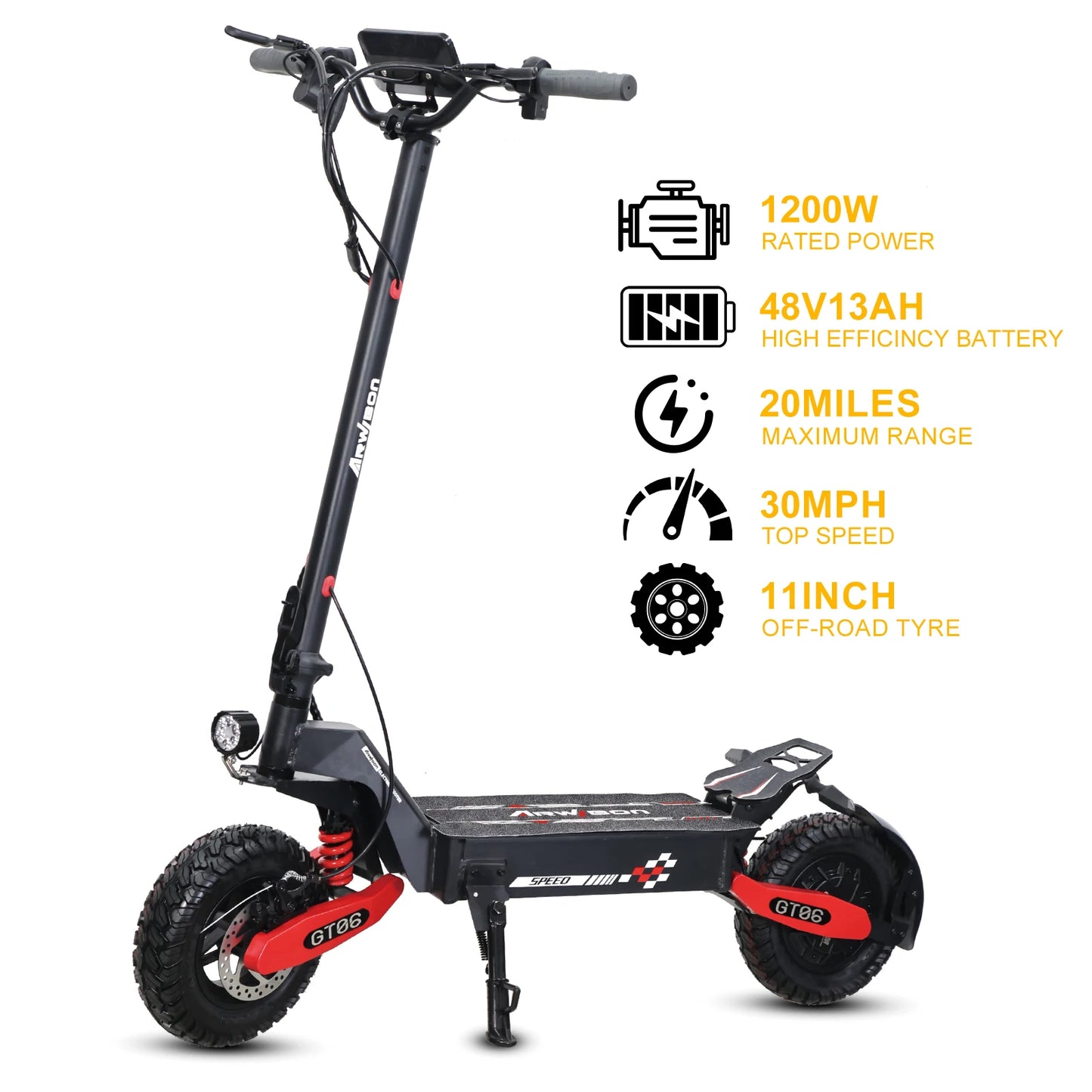 GT06 1200W Electric Scooter With Dual Suspension Off Road