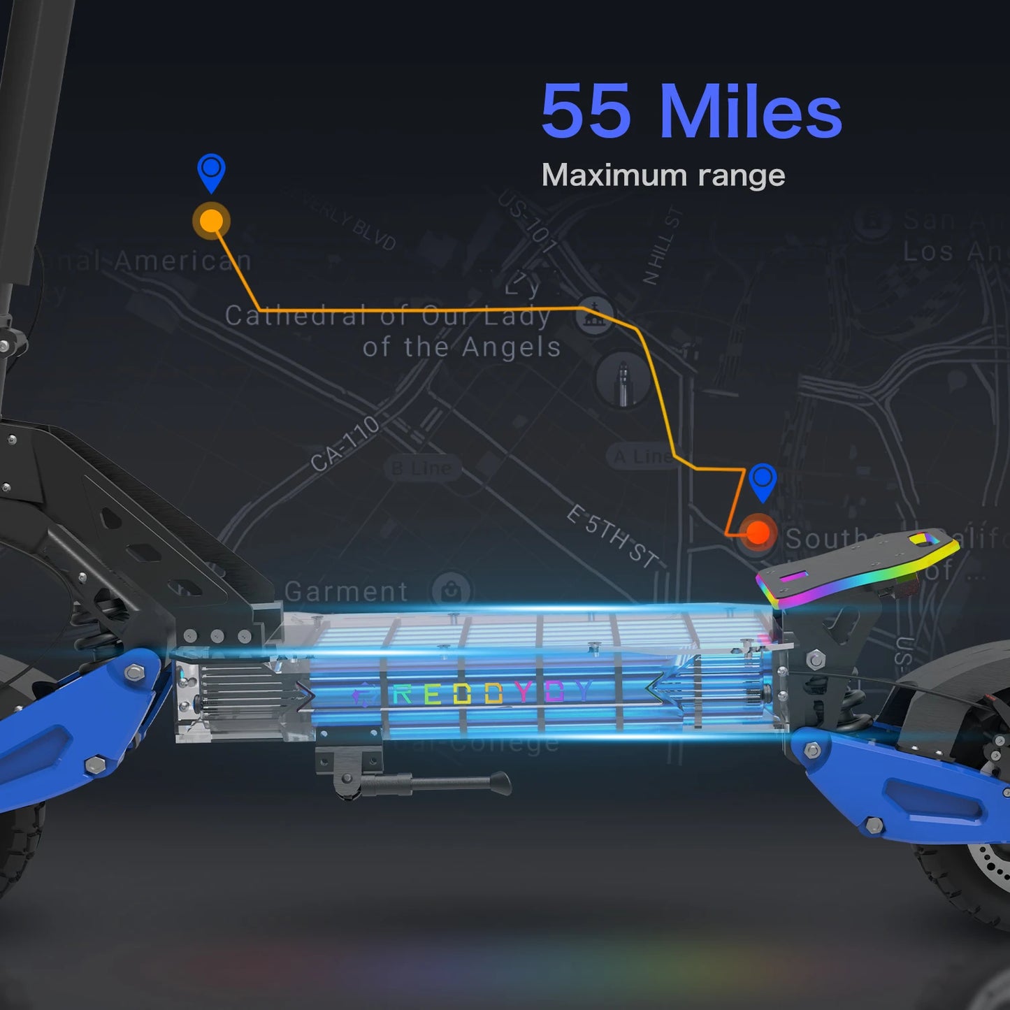 REDDYDY Electric Offroad Scooter 5000W 50 MPH 55 Mile Range