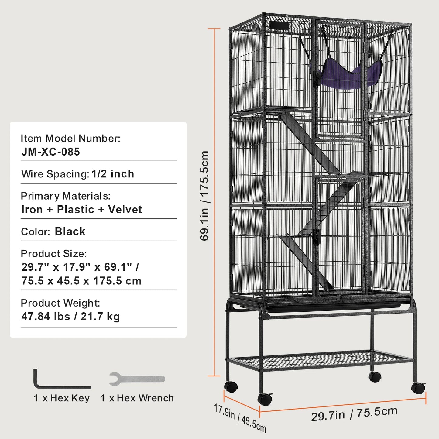 SucceBuy Rolling Metal Ferret Cage Quad Tier Habitat