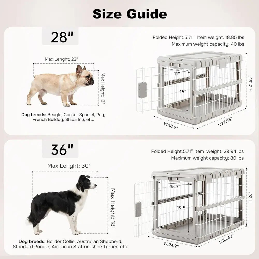 Collapsible Heavy Duty Dog Crate Durable Metal Indoor Outdoor