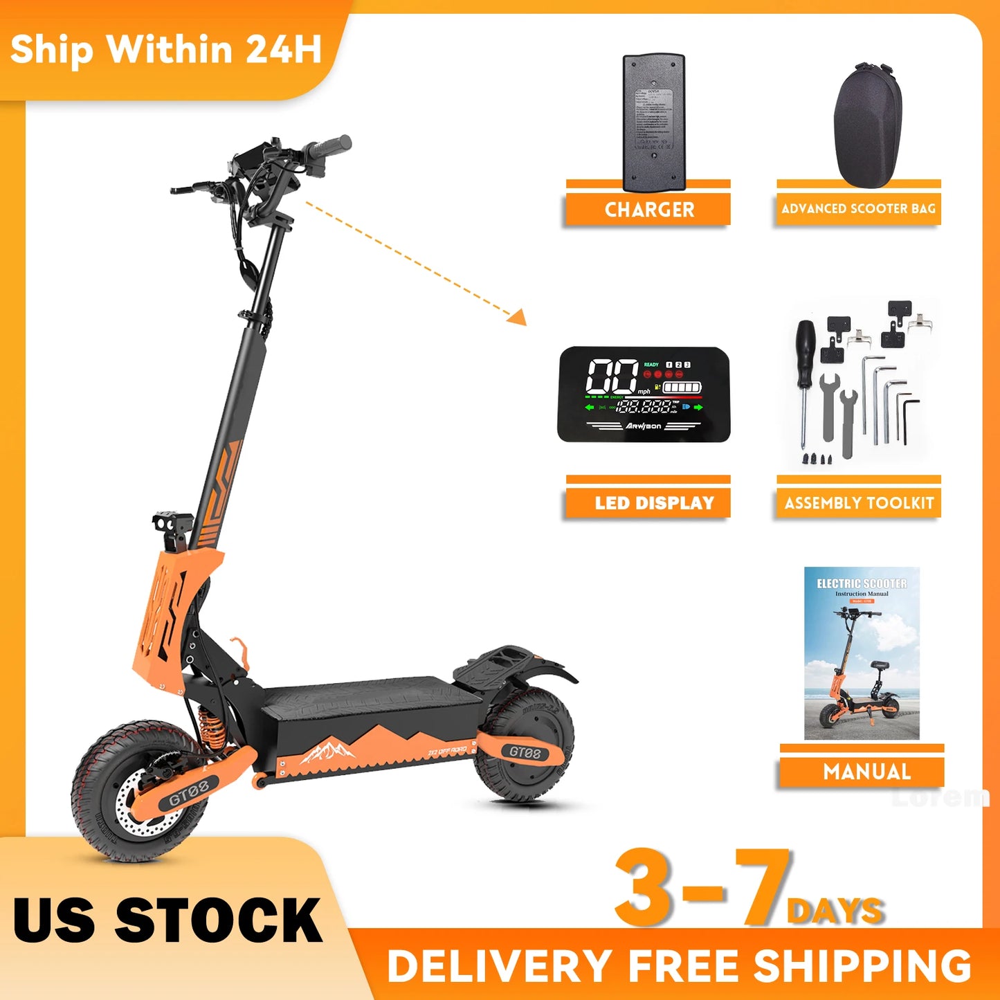 Arwibon 5600W Dual Motor Electric Scooter For Off Road