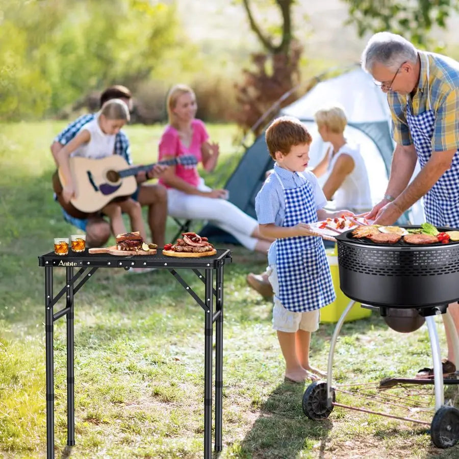 Folding Grill Table Aluminum Camping Table With Adjustable Height